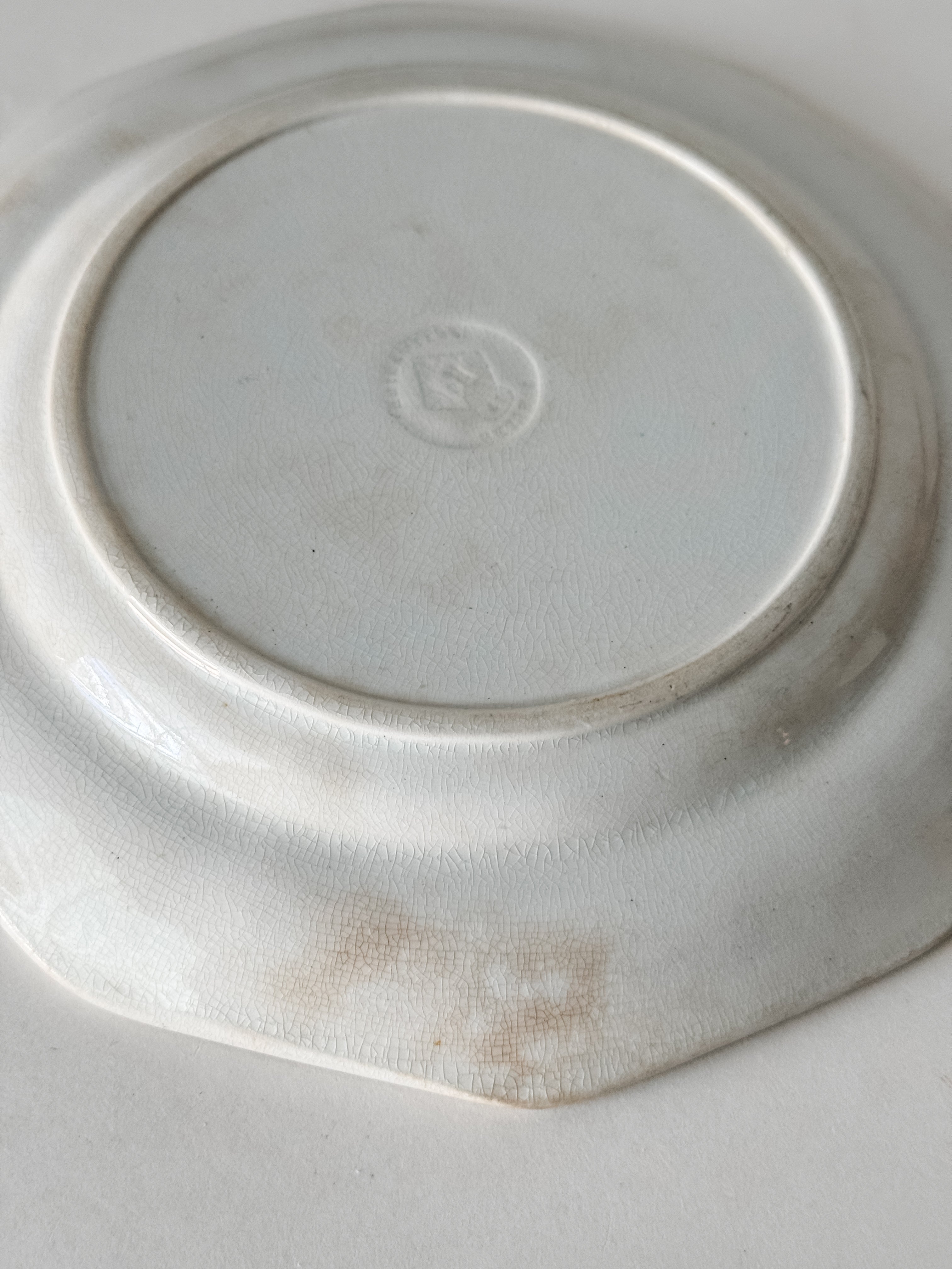 Antique English Ironstone Plate With Staining and Crazing