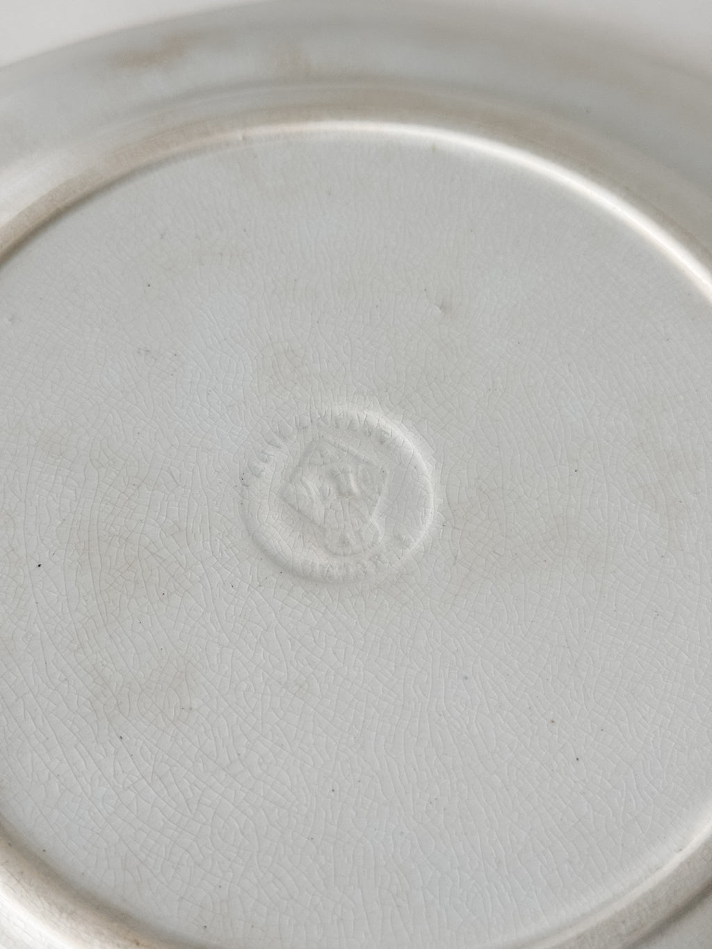 Antique English Ironstone Plate With Staining and Crazing