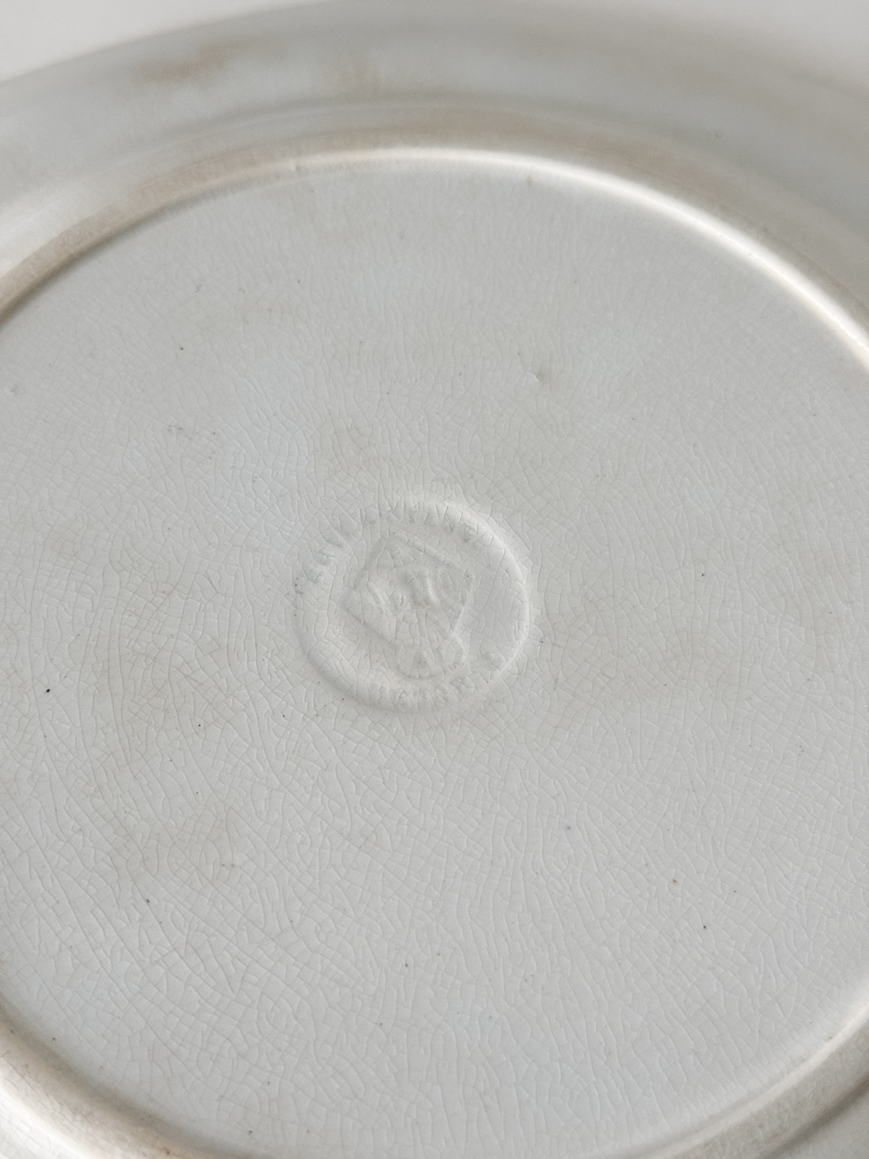 Antique English Ironstone Plate With Staining and Crazing