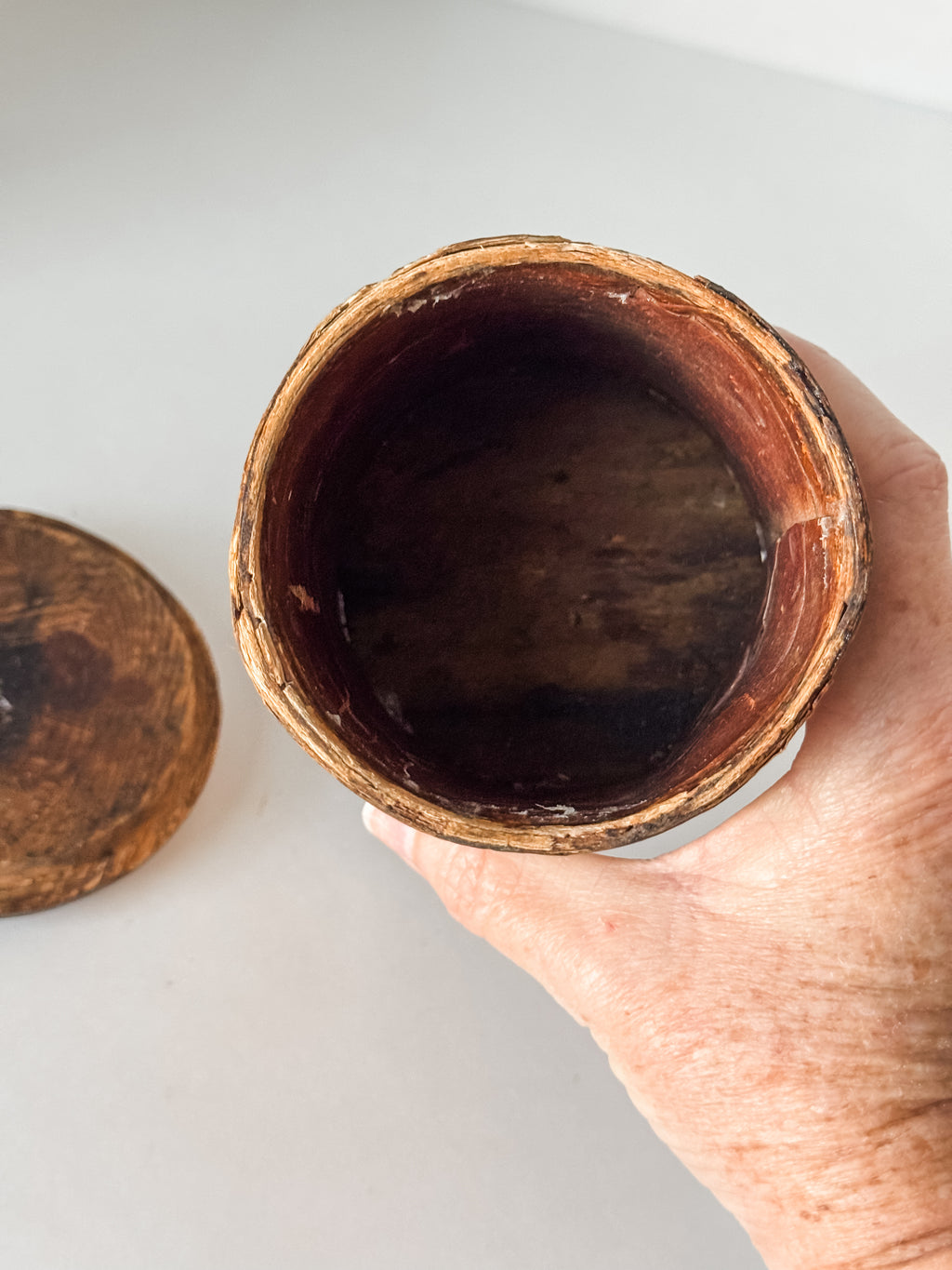 Antique Finnish Birch Bark Tobacco Box With Lid