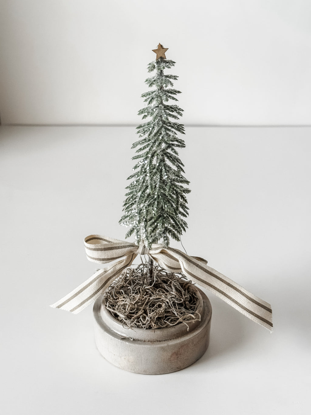 Medium Sized Antique Ironstone Pot With Primitive Tree