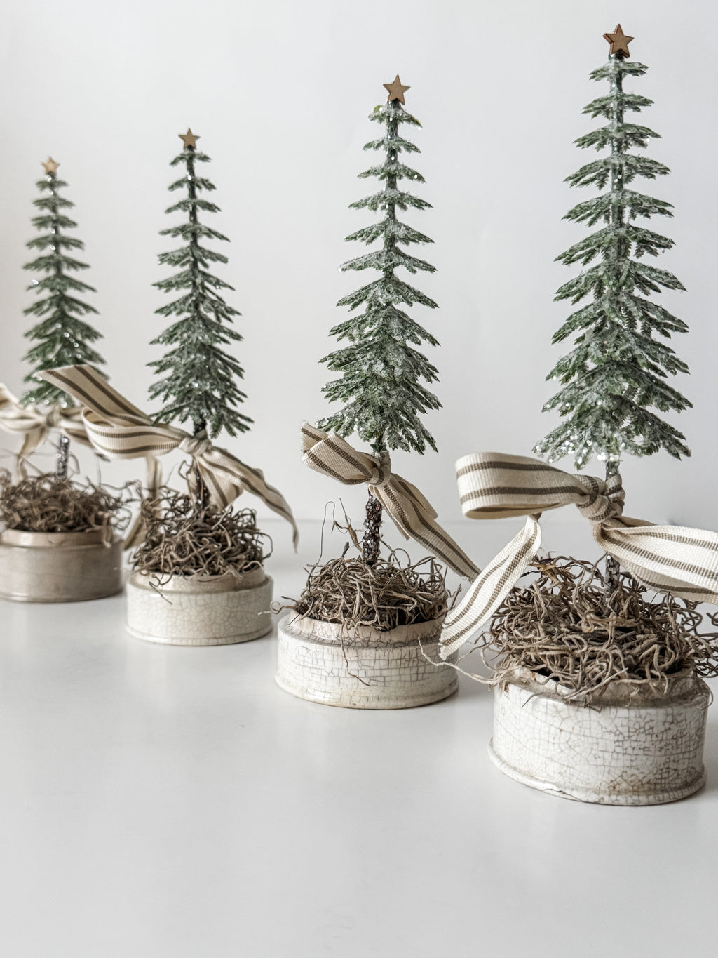 Small Sized Antique Ironstone Pot With Primitive Tree