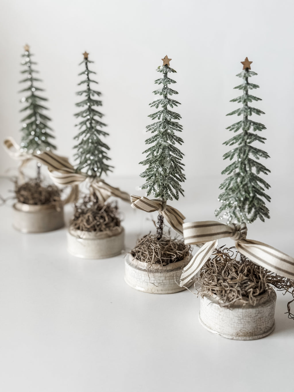 Small Sized Antique Ironstone Pot With Primitive Tree