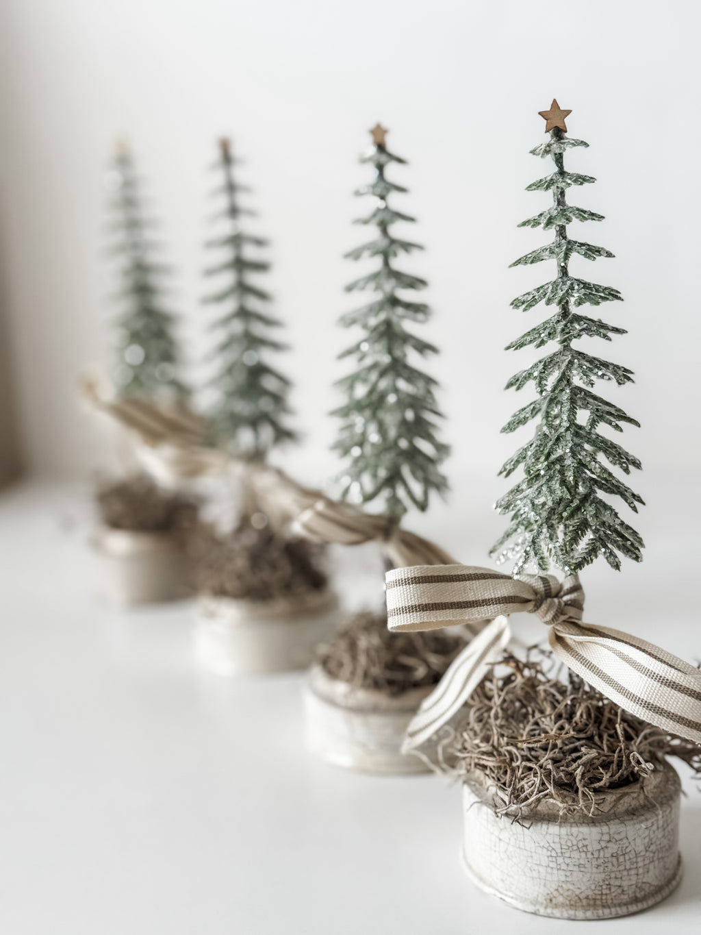 Small Sized Antique Ironstone Pot With Primitive Tree