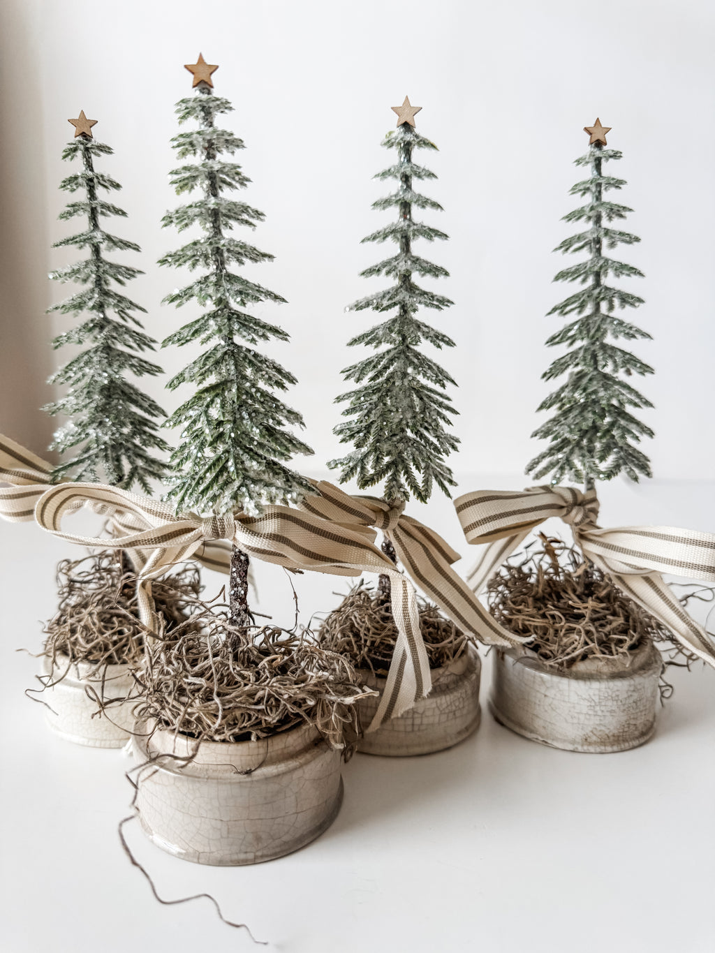 Small Sized Antique Ironstone Pot With Primitive Tree