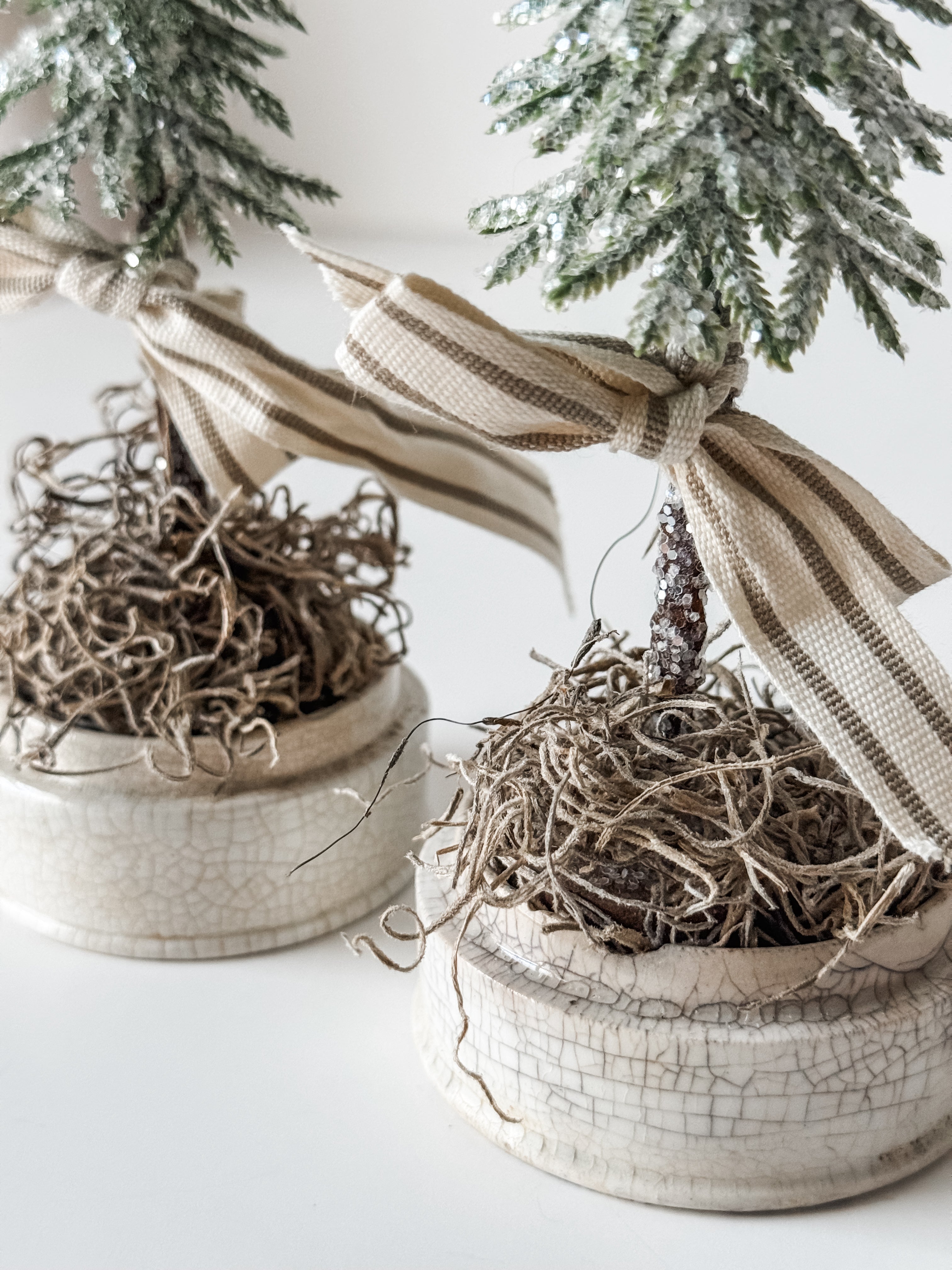 Small Sized Antique Ironstone Pot With Primitive Tree