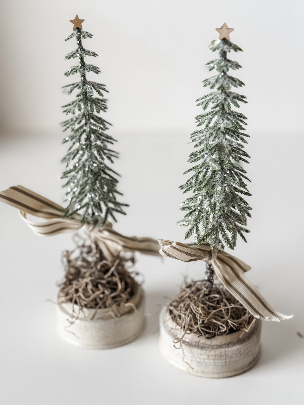 Small Sized Antique Ironstone Pot With Primitive Tree