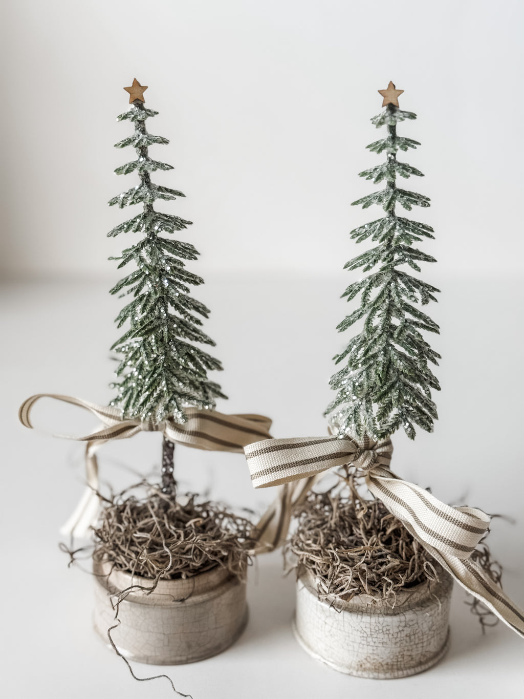 Small Sized Antique Ironstone Pot With Primitive Tree