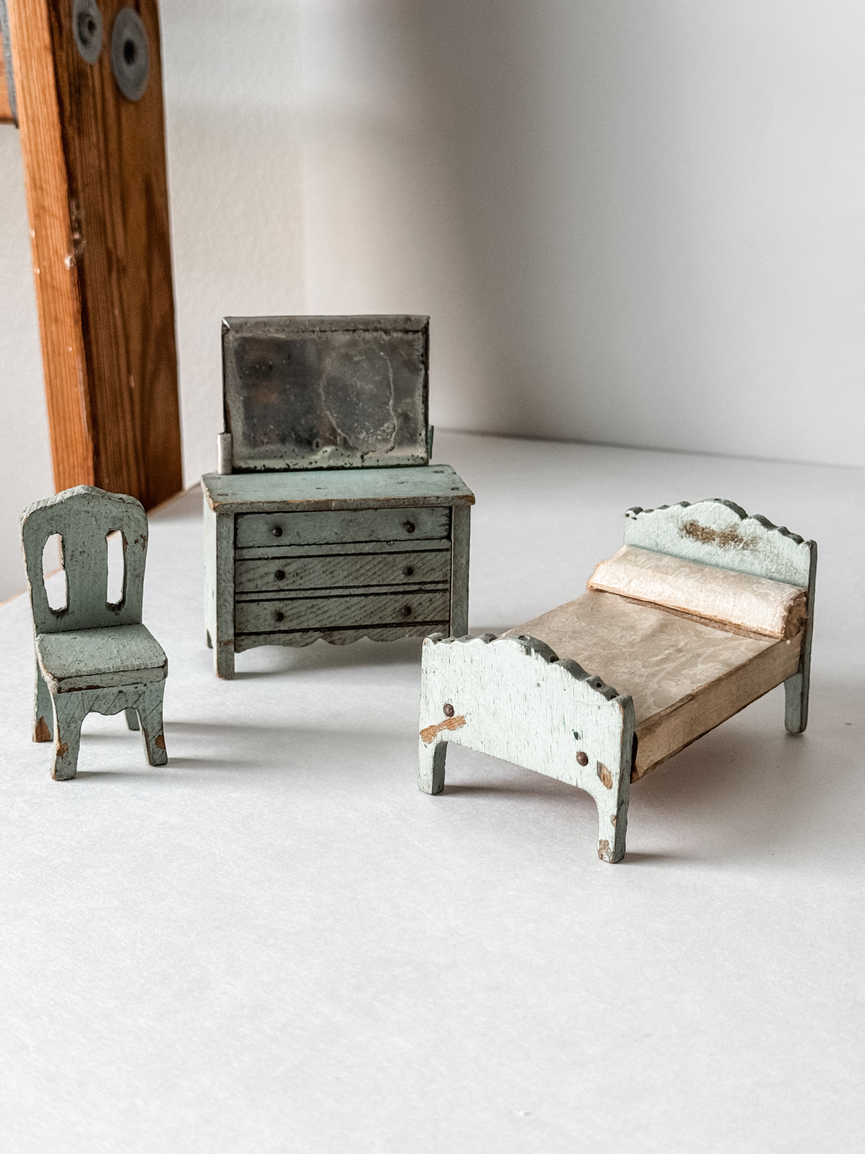 Amazing Antique Wood Doll Furniture