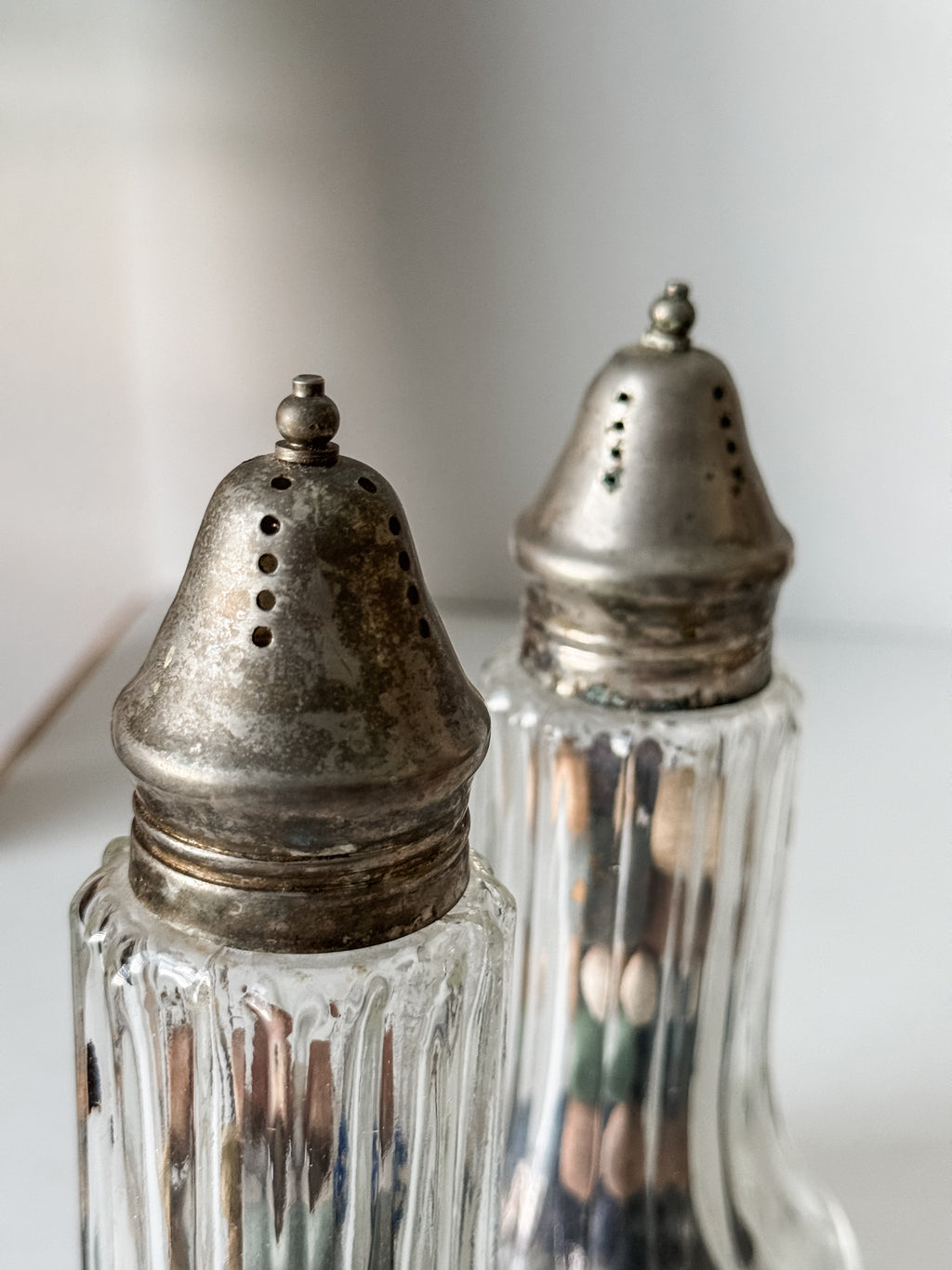 Vintage Glass Shaker With Silver Top And 30 Antique Clay Marbles