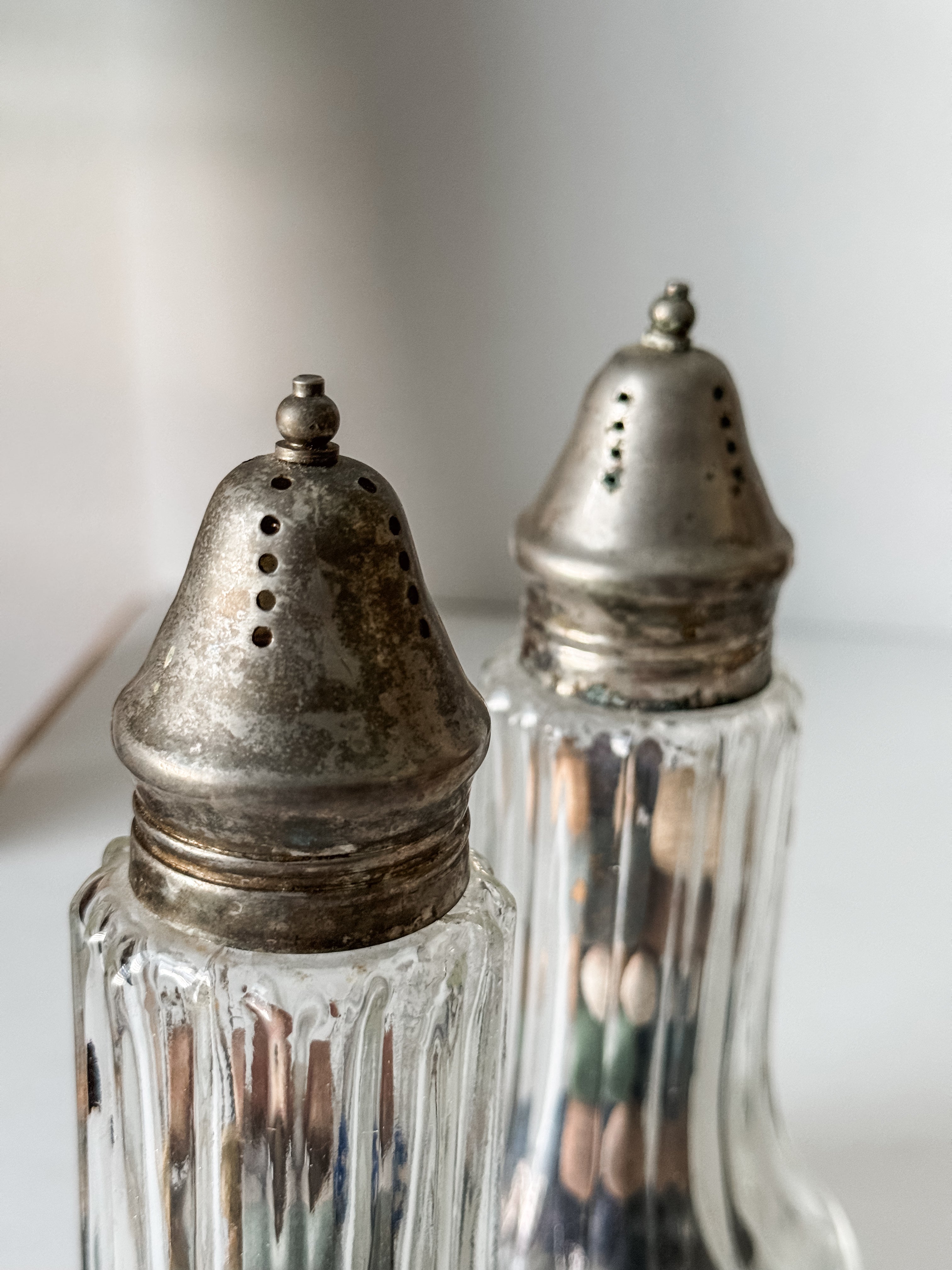 Vintage Glass Shaker With Silver Top And 30 Antique Clay Marbles