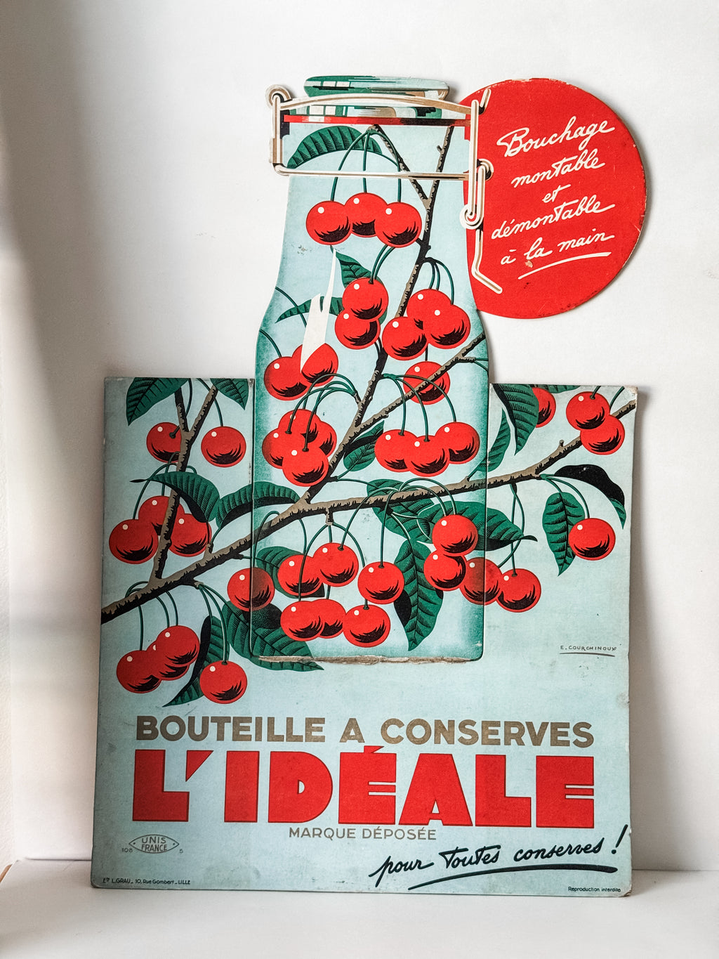 Vintage French Cardboard Store Display For L'Ideale Jars