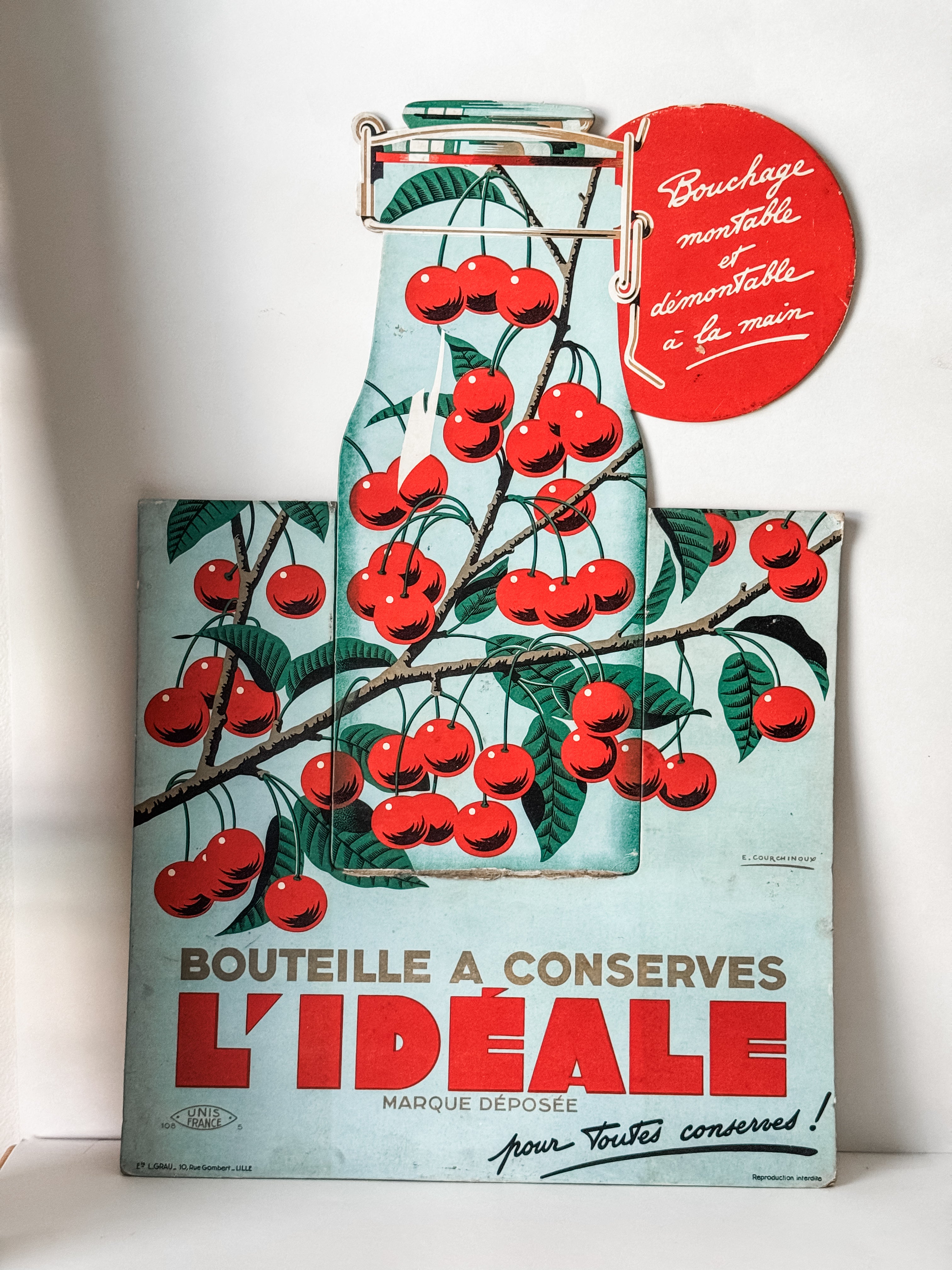 Vintage French Cardboard Store Display For L'Ideale Jars