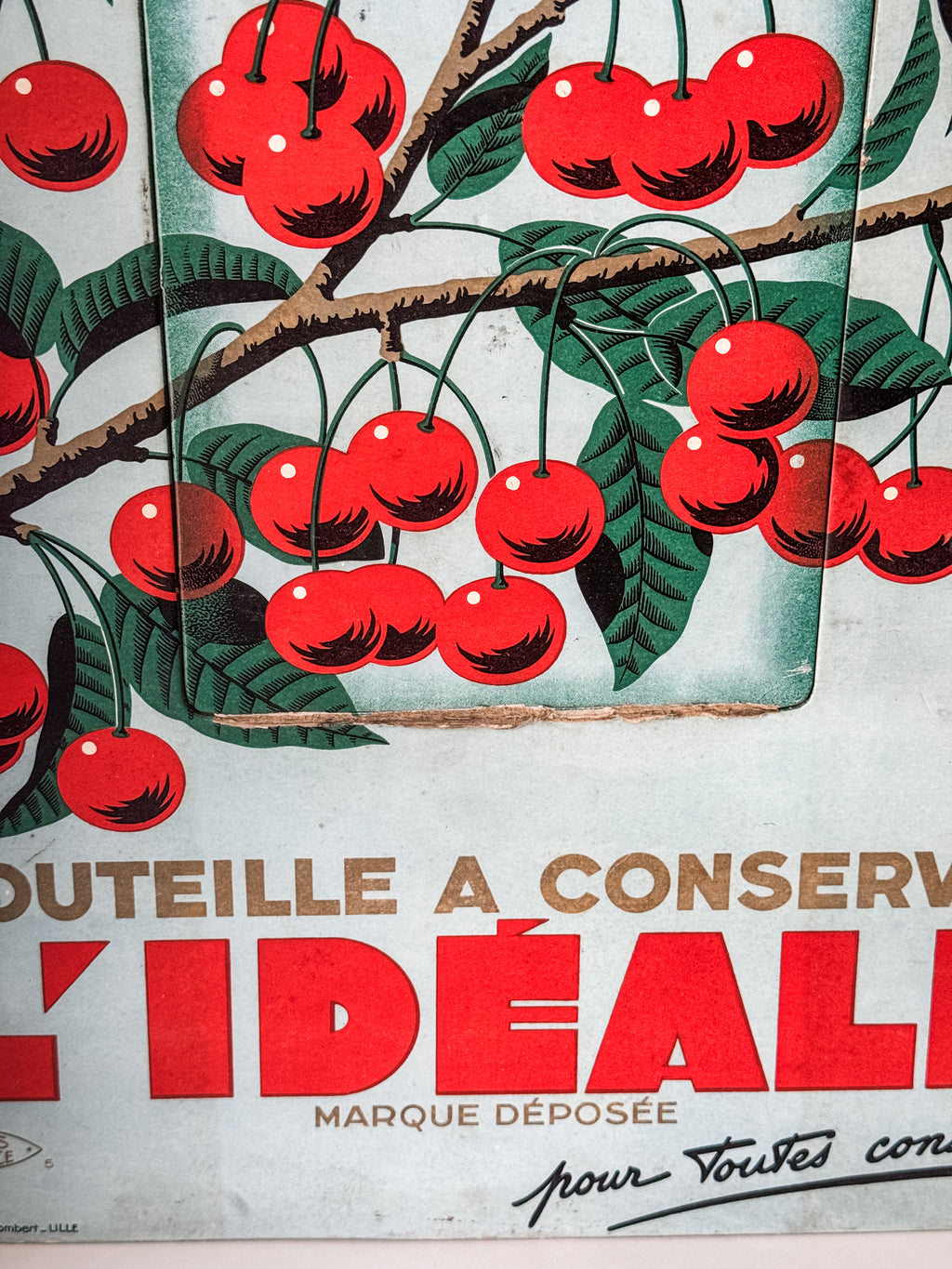 Vintage French Cardboard Store Display For L'Ideale Jars