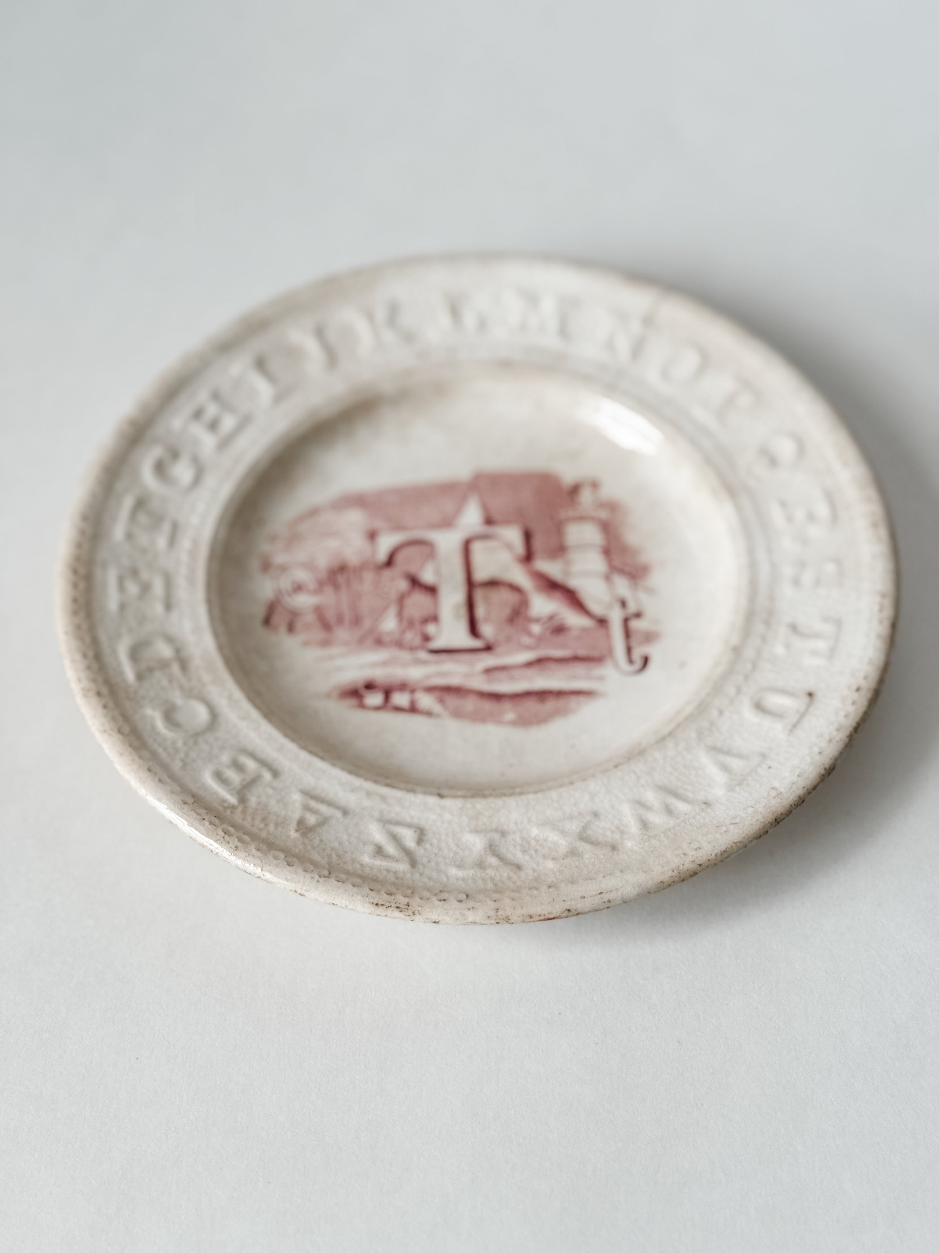 Antique Set Of Two Ironstone Child's Alphabet Plates