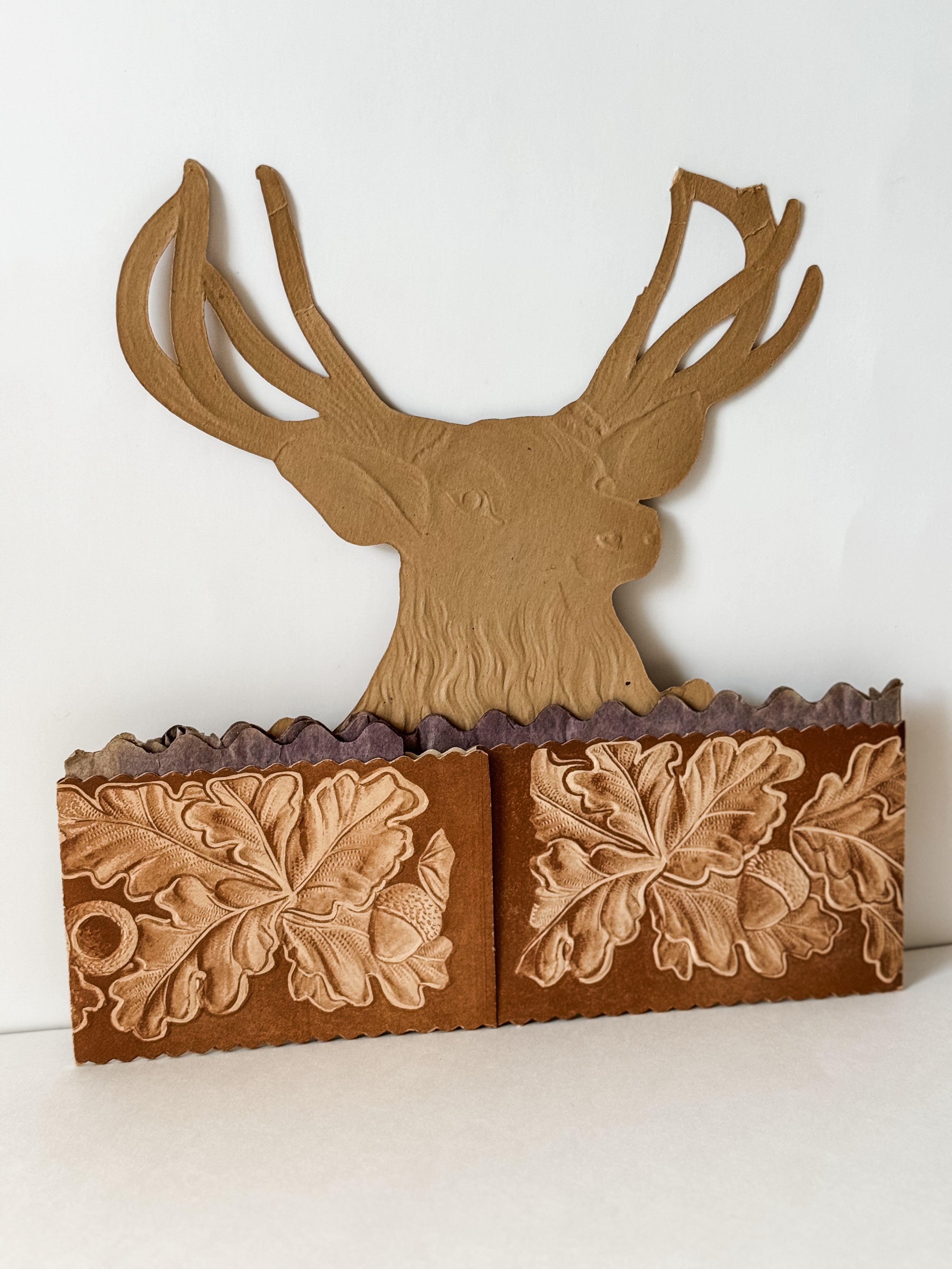 1920s Elk Stenciled Accordion Cardstock Centerpiece