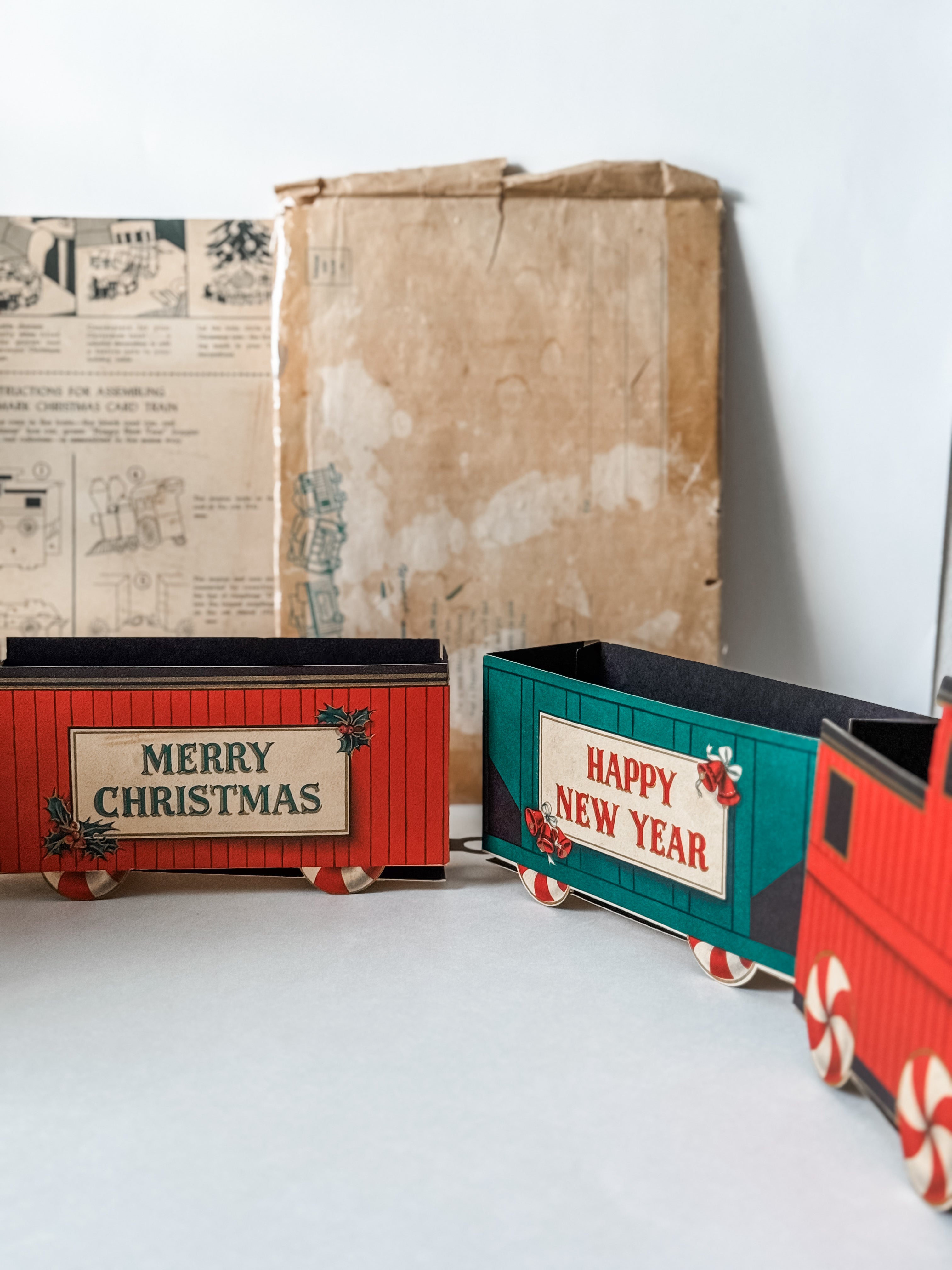 Vintage 1950s Hallmark Cardboard Christmas Train