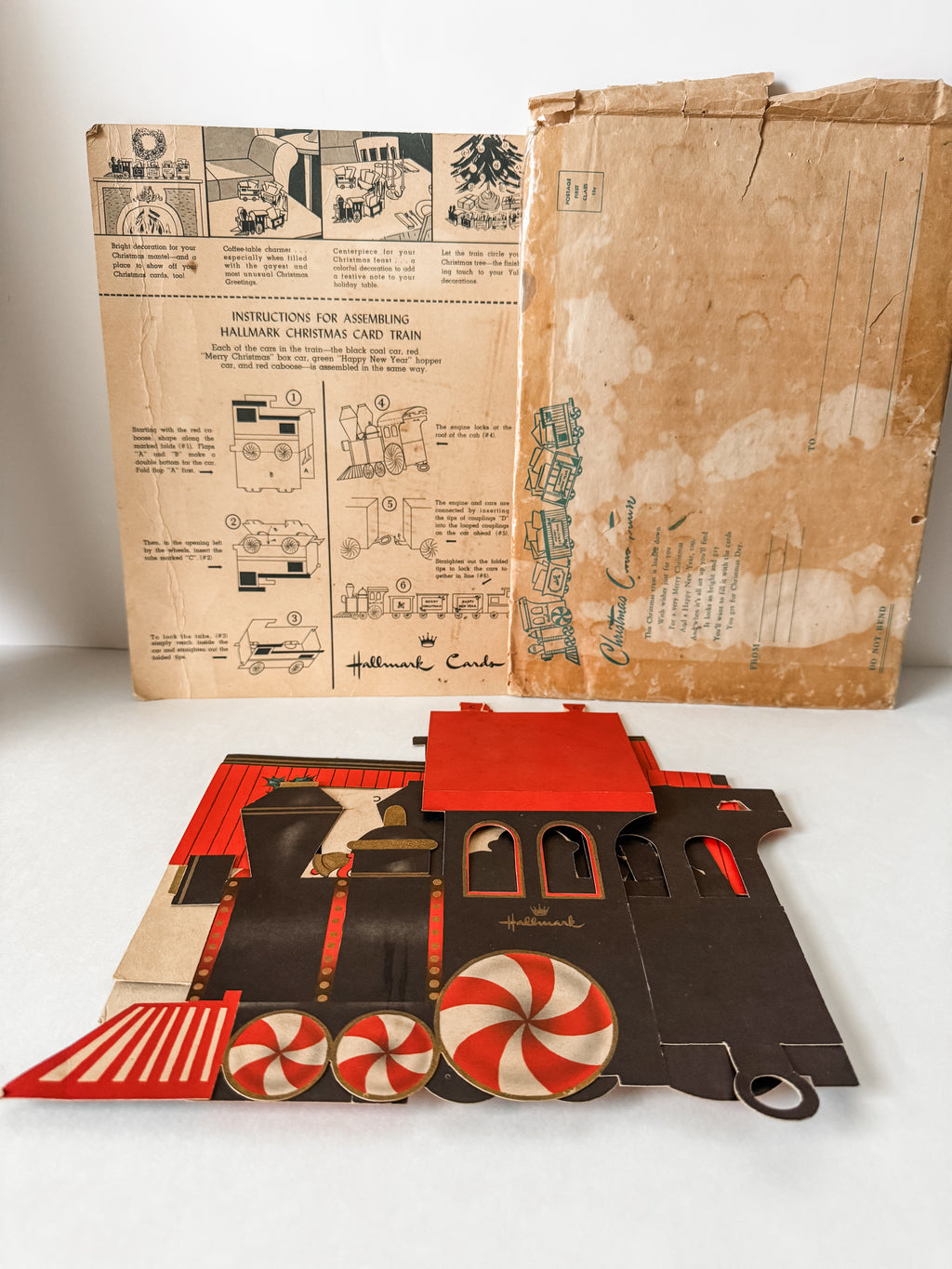Vintage 1950s Hallmark Cardboard Christmas Train