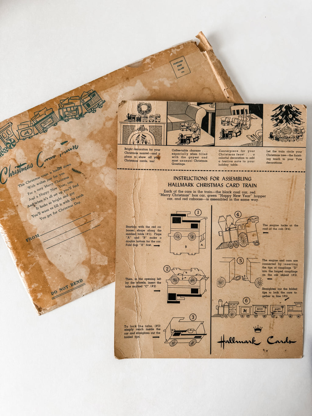 Vintage 1950s Hallmark Cardboard Christmas Train