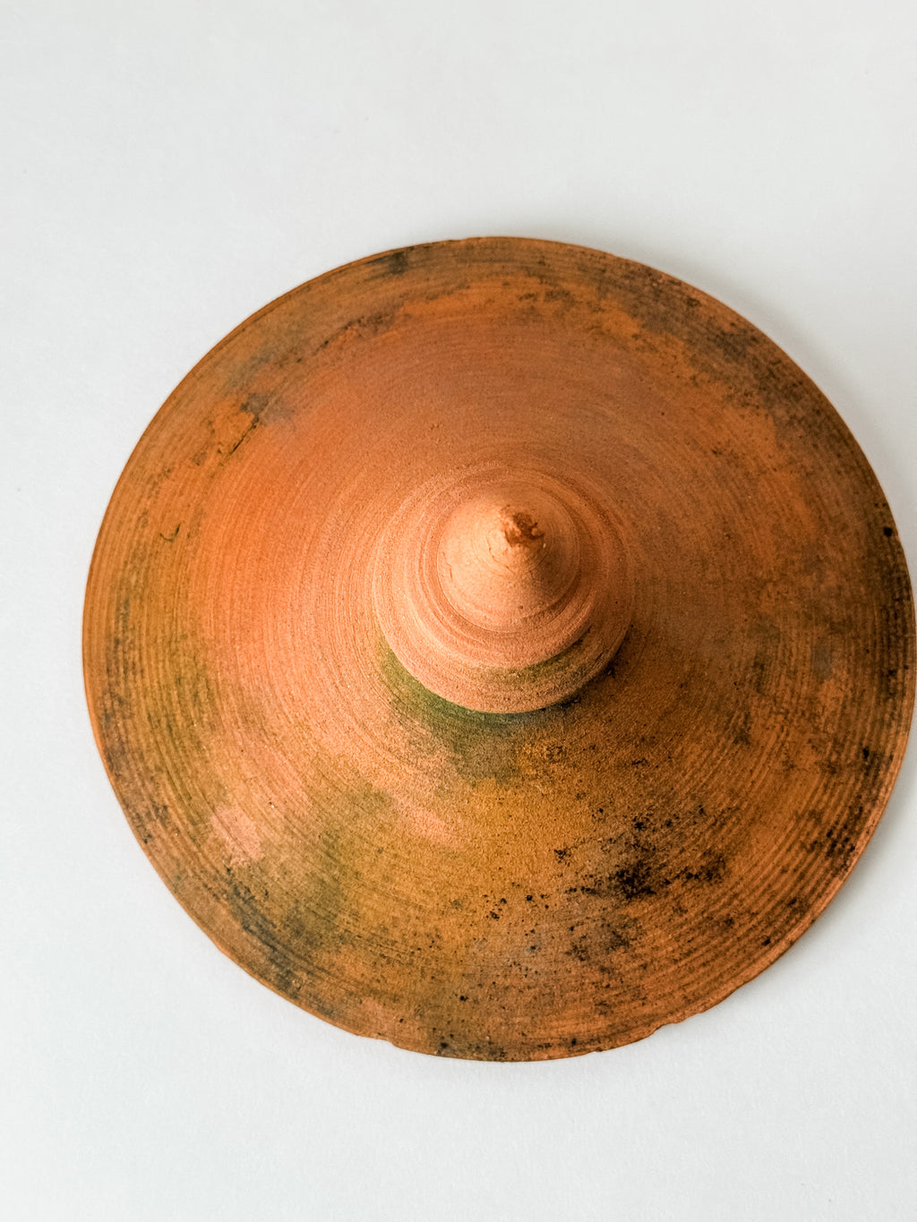 Vintage Mossy Terracotta Lid With Finial