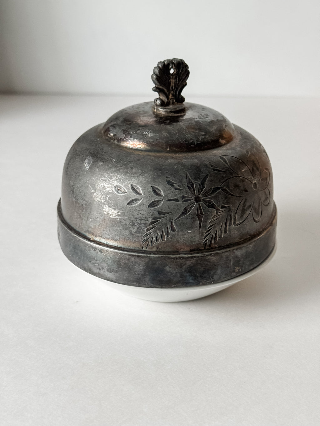 Antique Pewter Or Silverplate Hotel Food Dome
