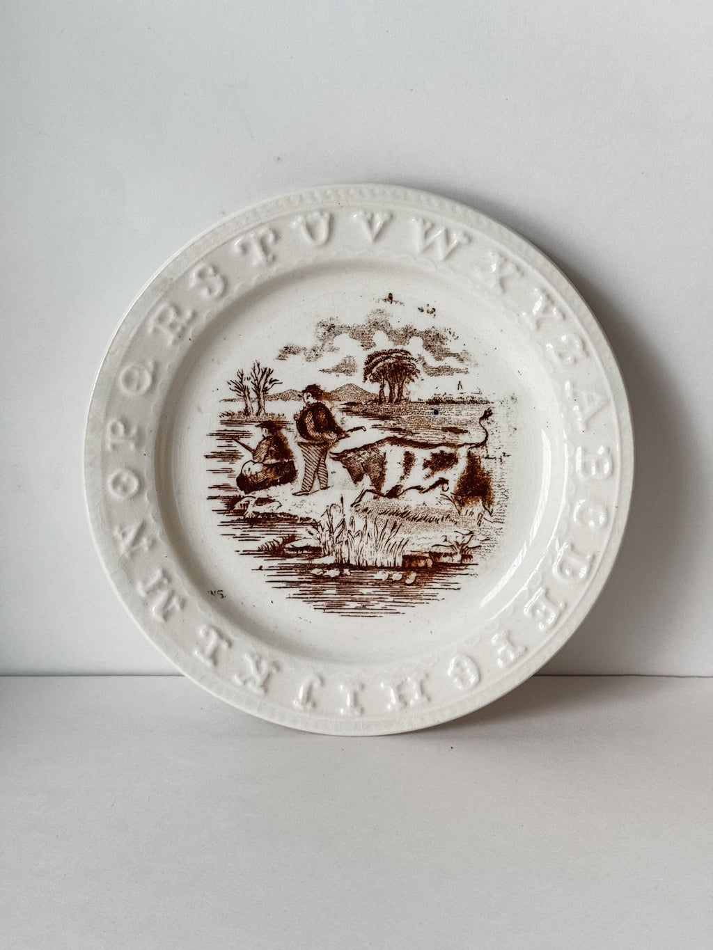 Antique Ironstone Transferware Child's Alphabet Plate