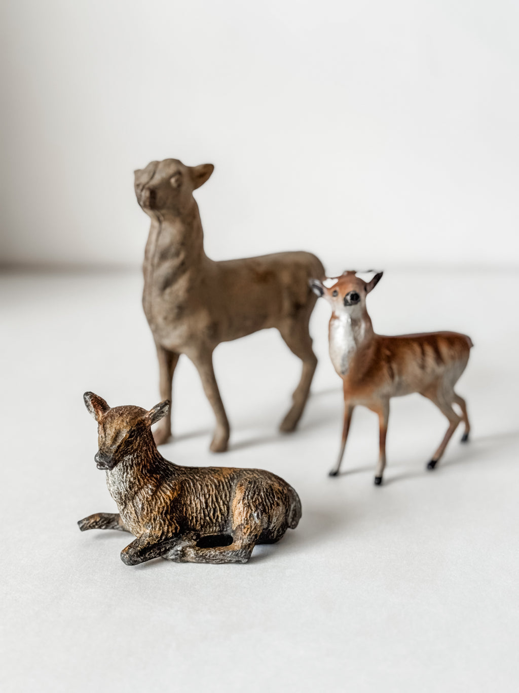 Collection Of Three Antique Deer Figurines