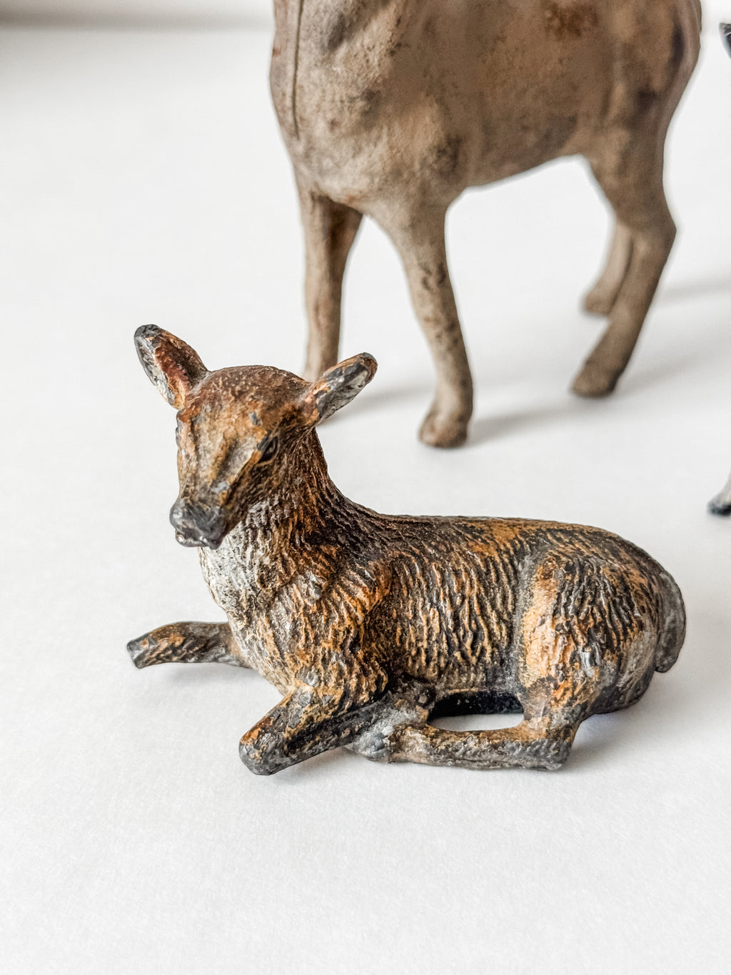 Collection Of Three Antique Deer Figurines