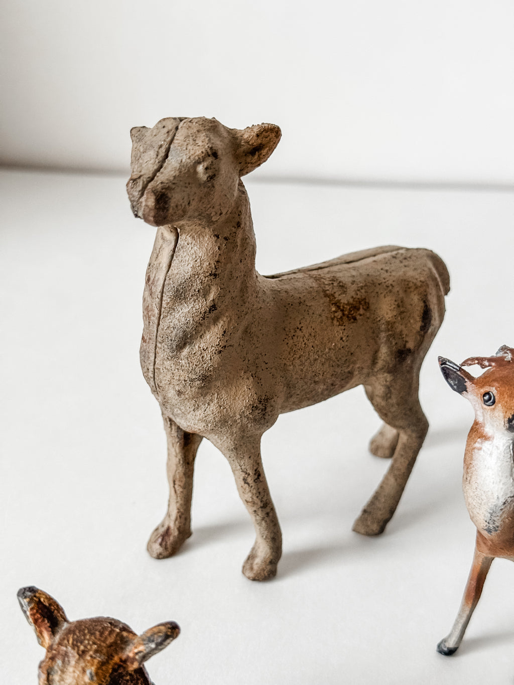Collection Of Three Antique Deer Figurines