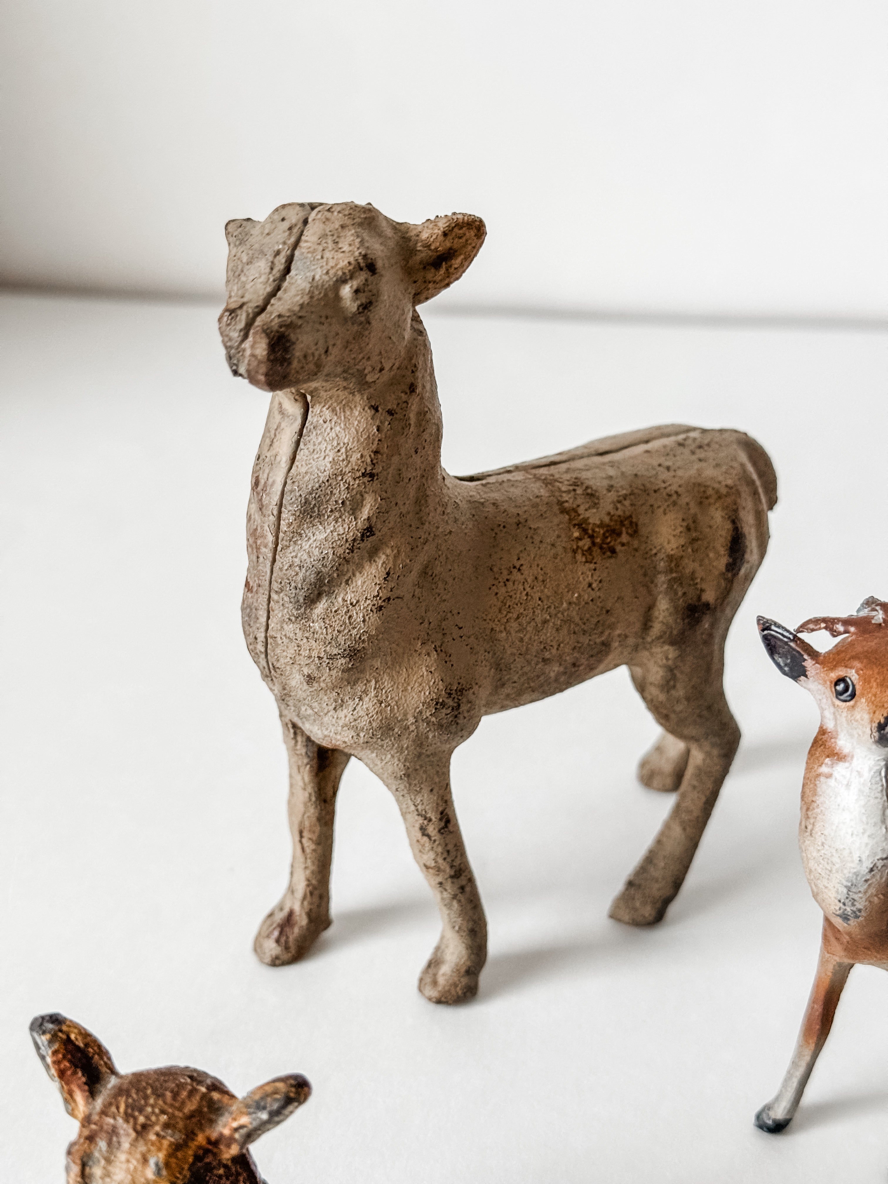 Collection Of Three Antique Deer Figurines