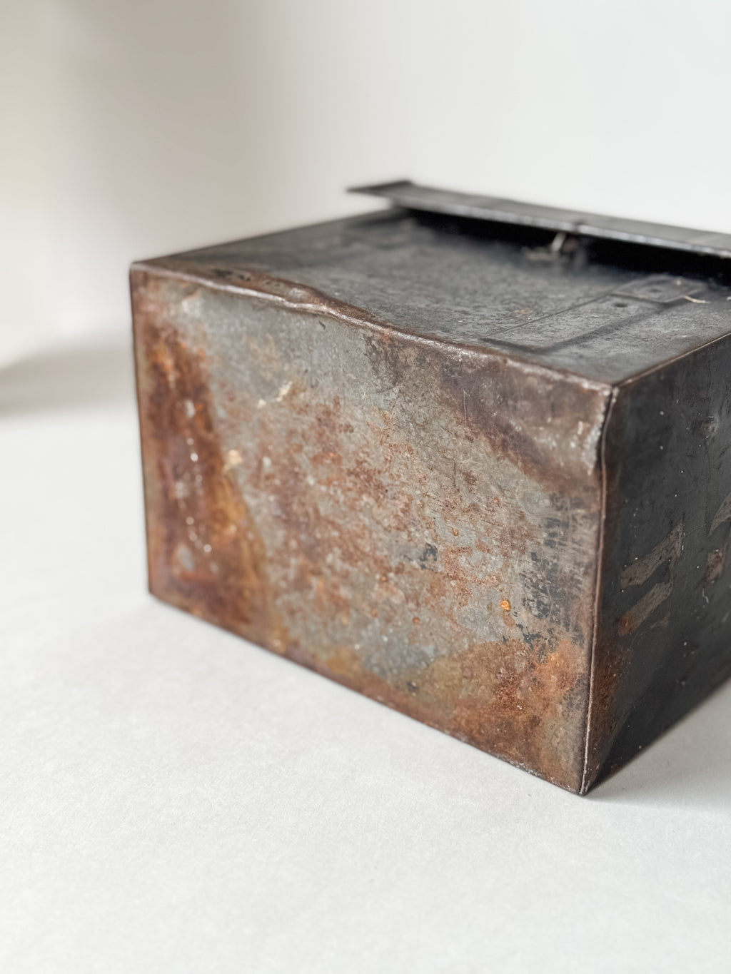 Antique Tin Black Lunchbox With Stenciled Initials