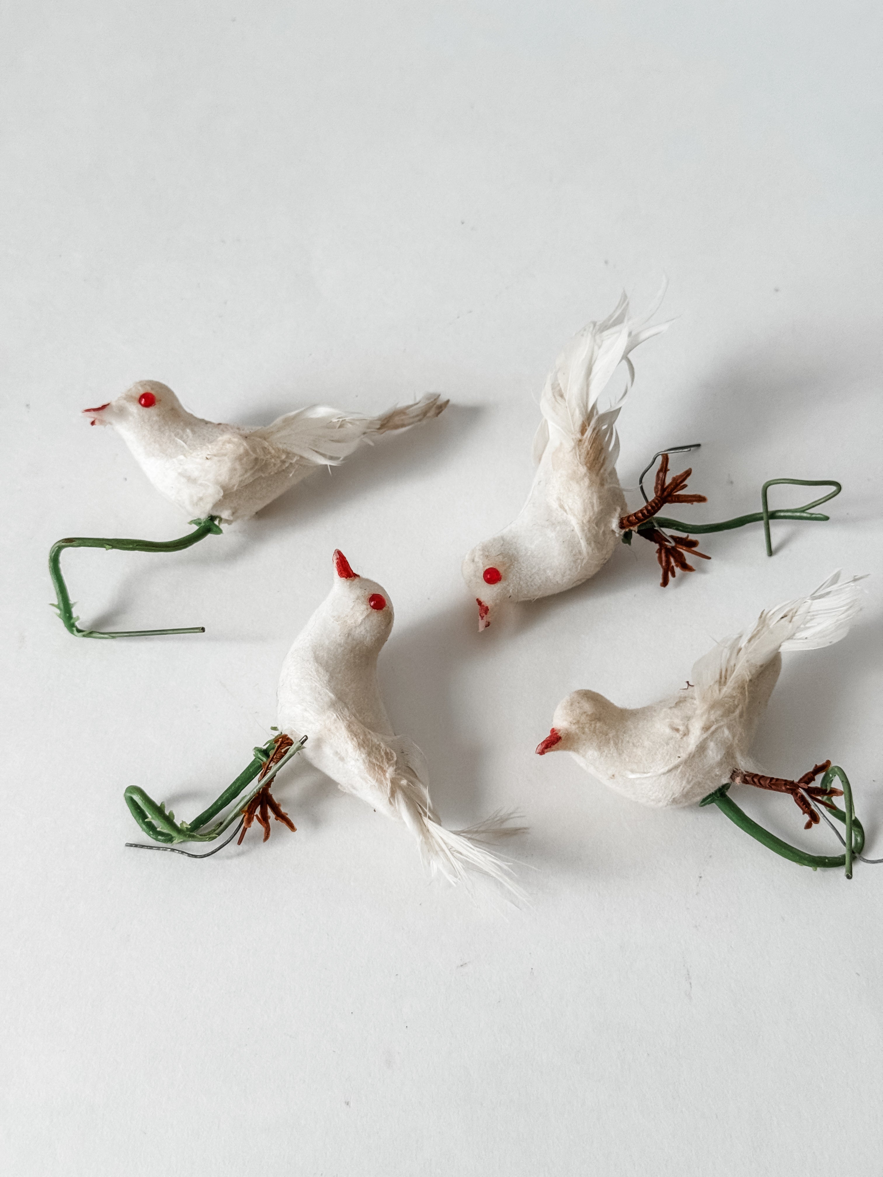 Set Of Four Vintage Bird Ornaments