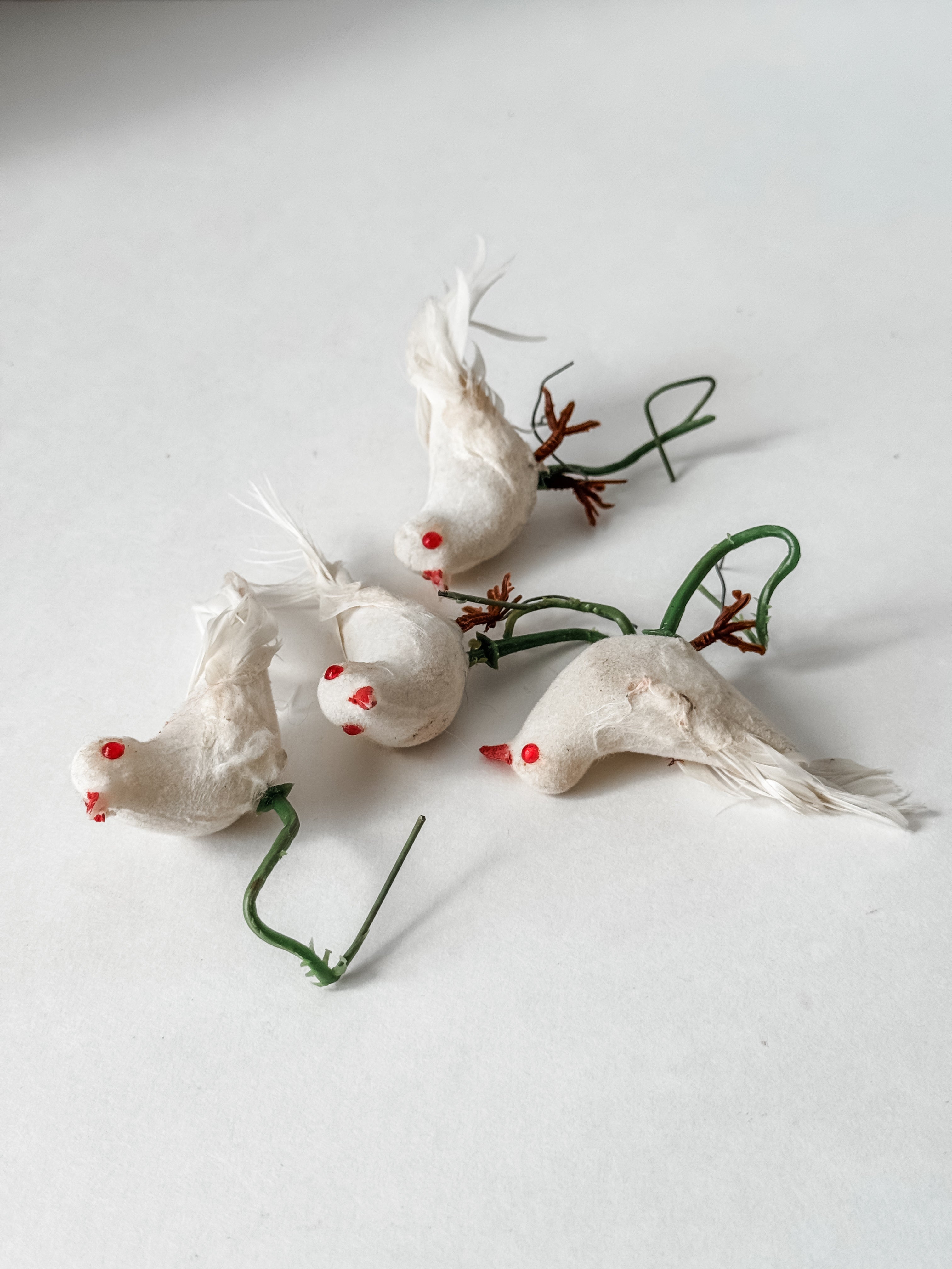 Set Of Four Vintage Bird Ornaments
