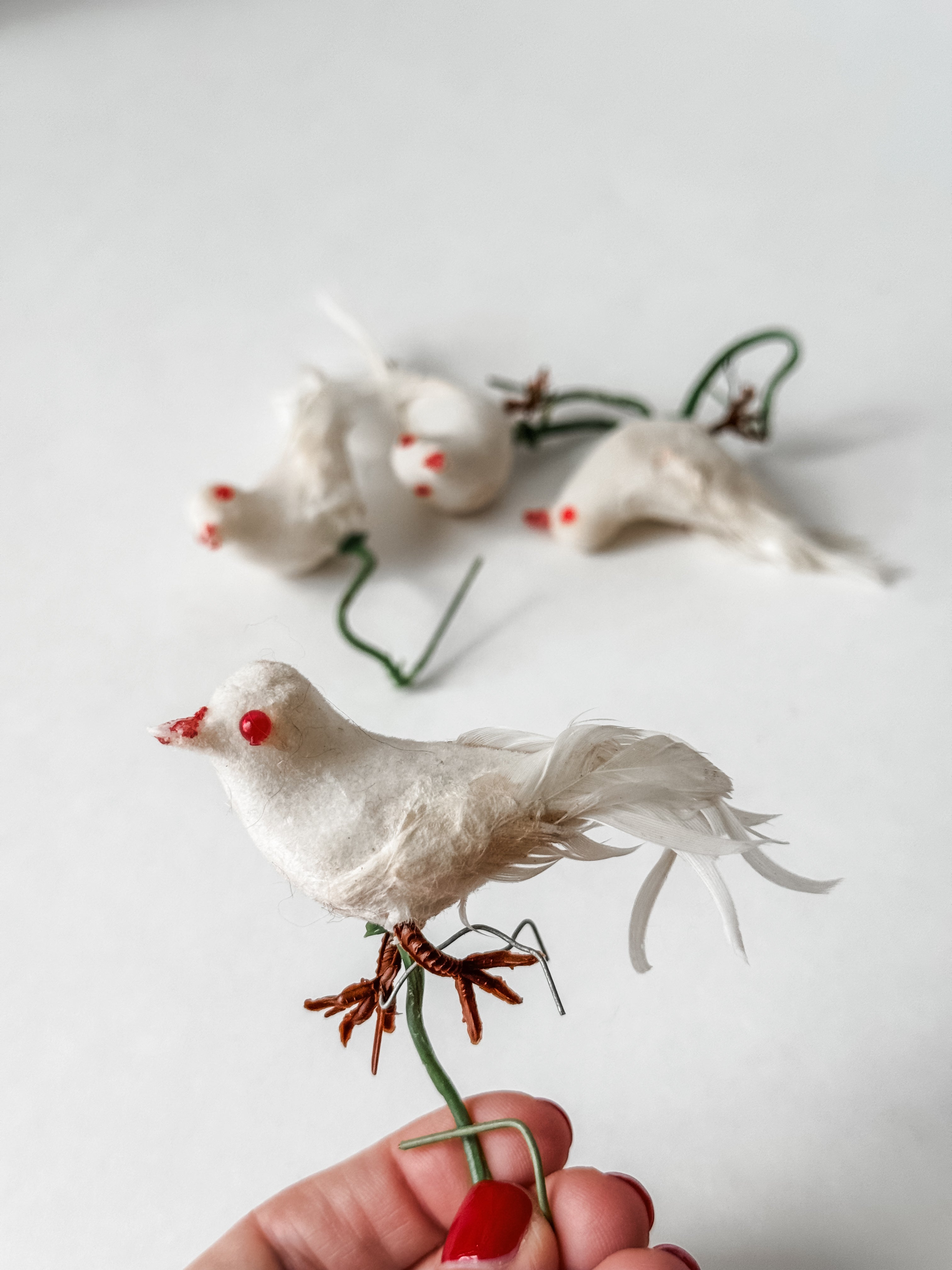 Set Of Four Vintage Bird Ornaments