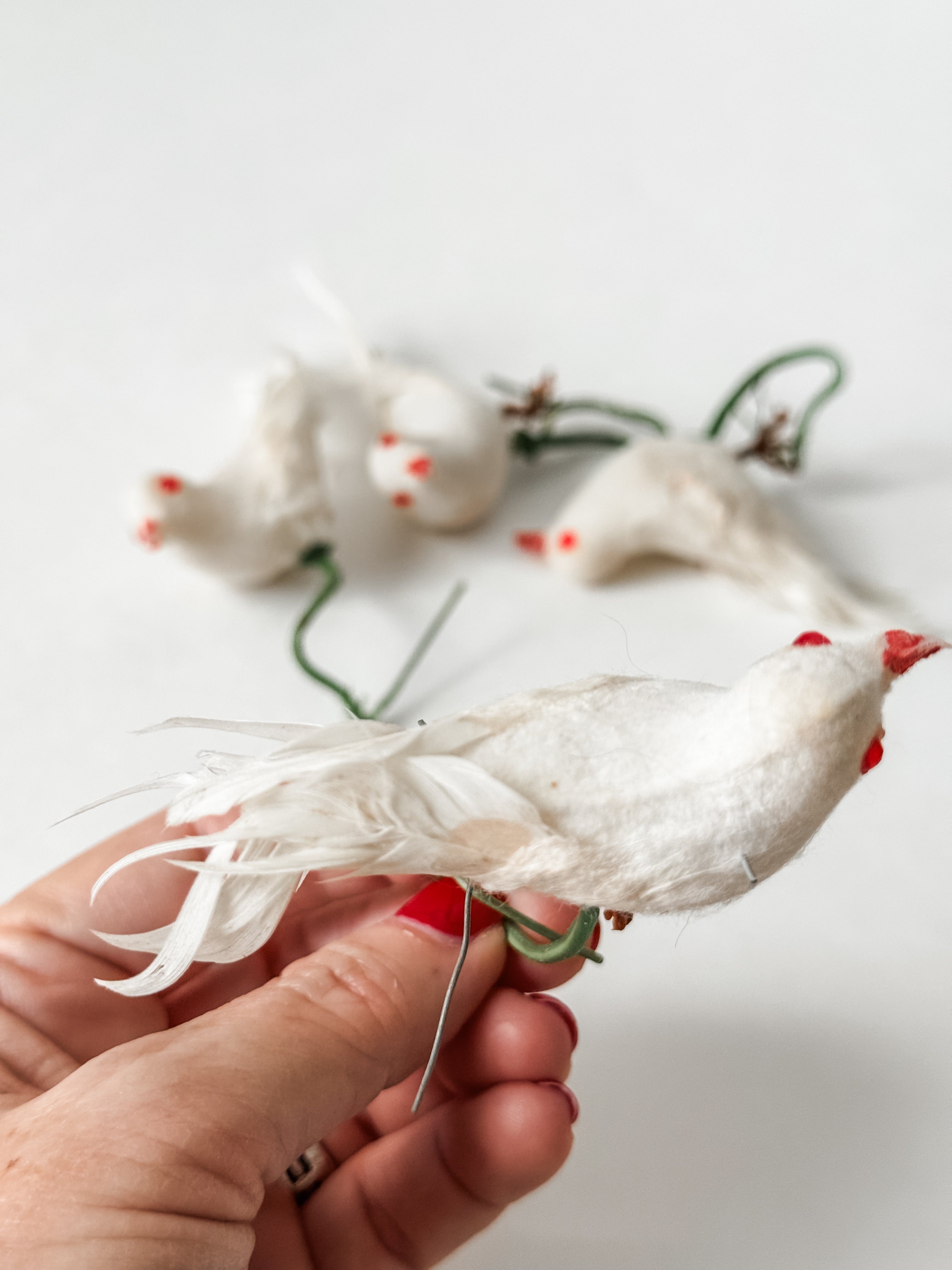 Set Of Four Vintage Bird Ornaments