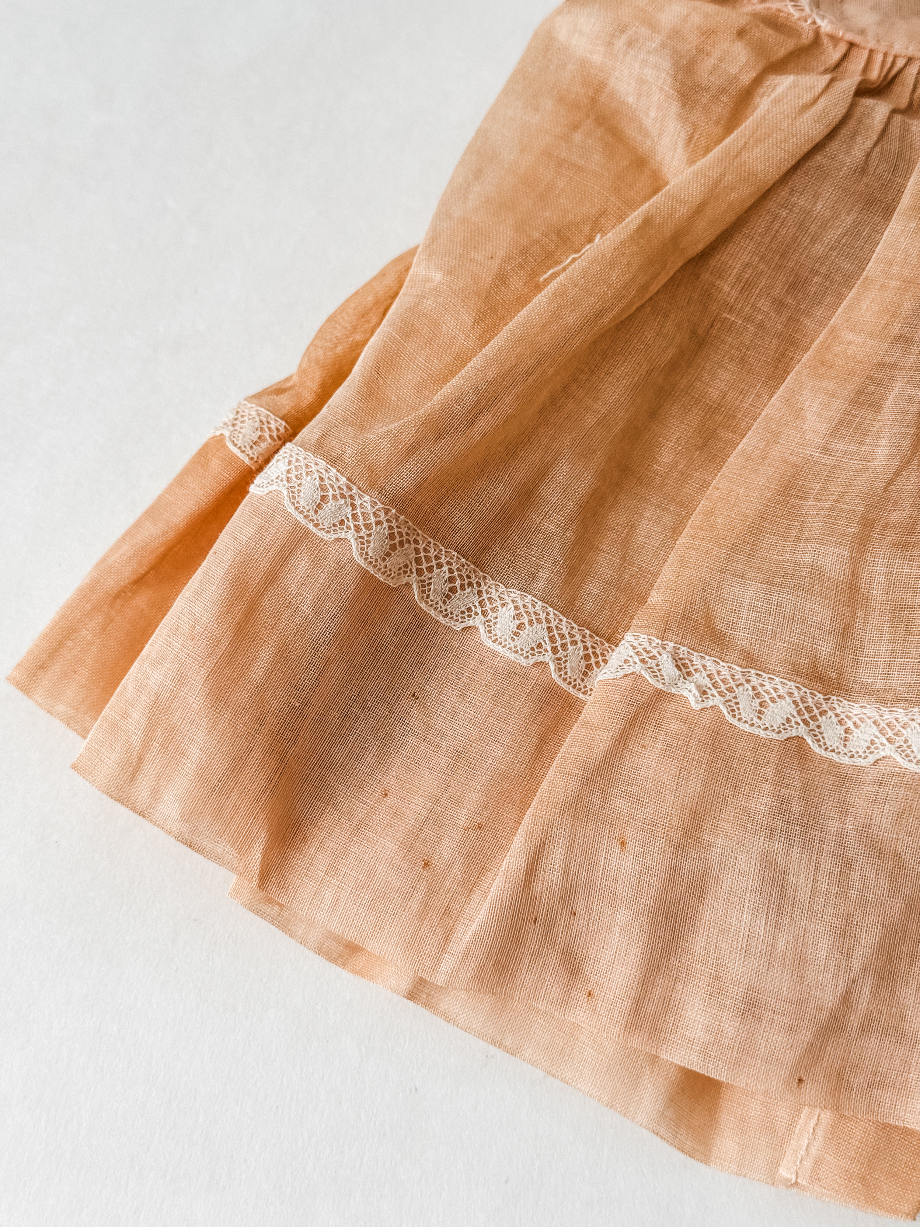 Antique Handmade Baby Dress With Buttons And Lace