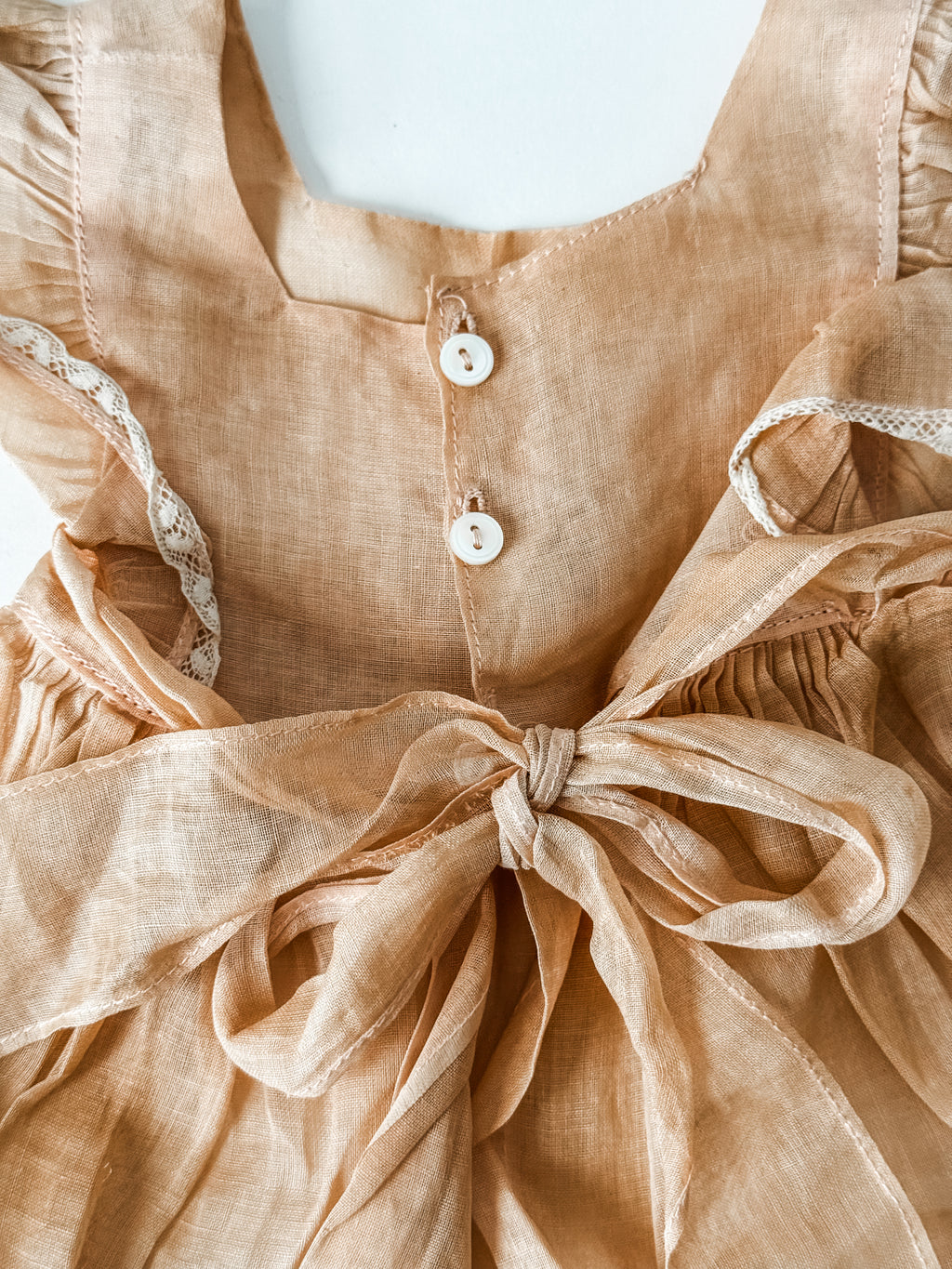 Antique Handmade Baby Dress With Buttons And Lace