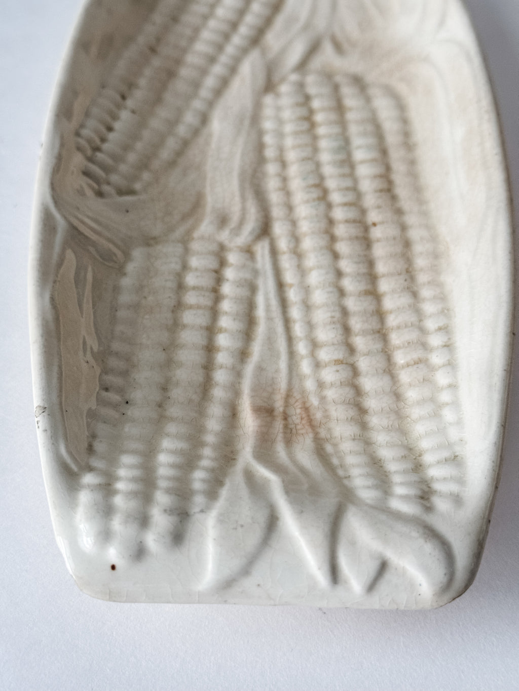 Vintage Stained And Crazed Corn Dish