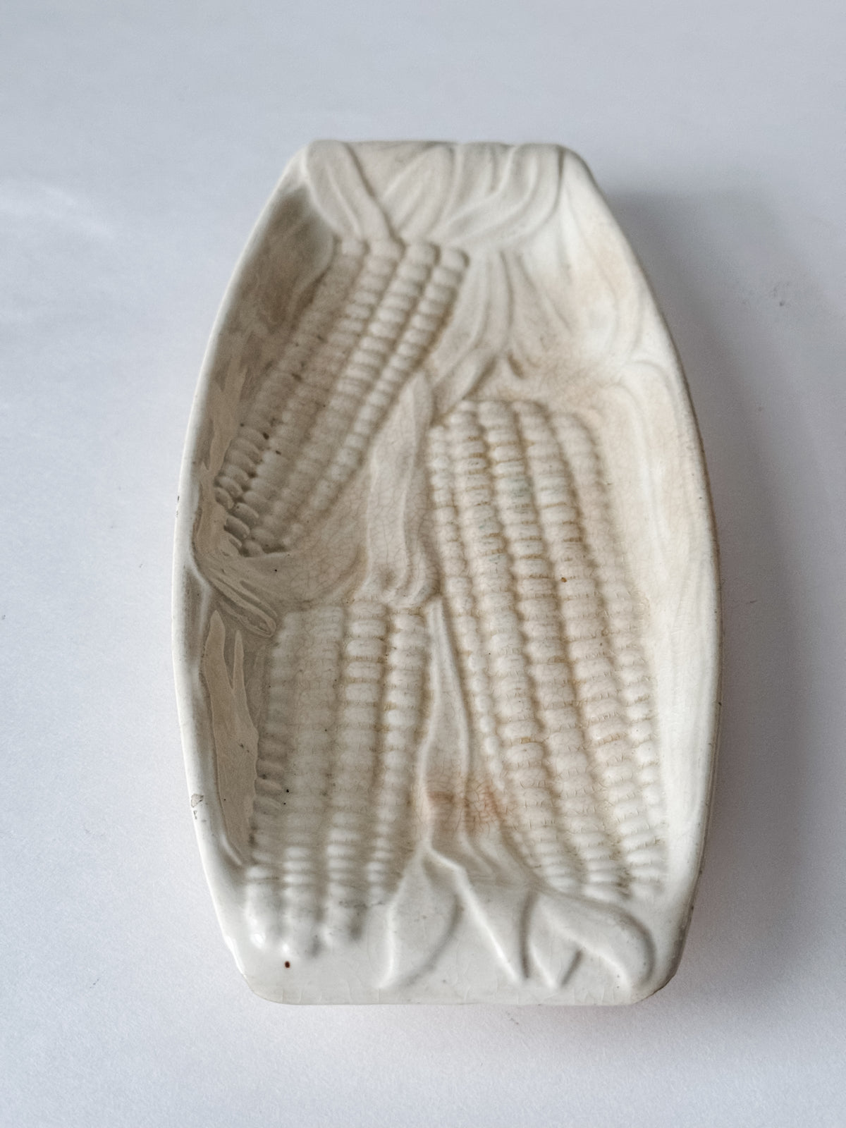 Vintage Stained And Crazed Corn Dish
