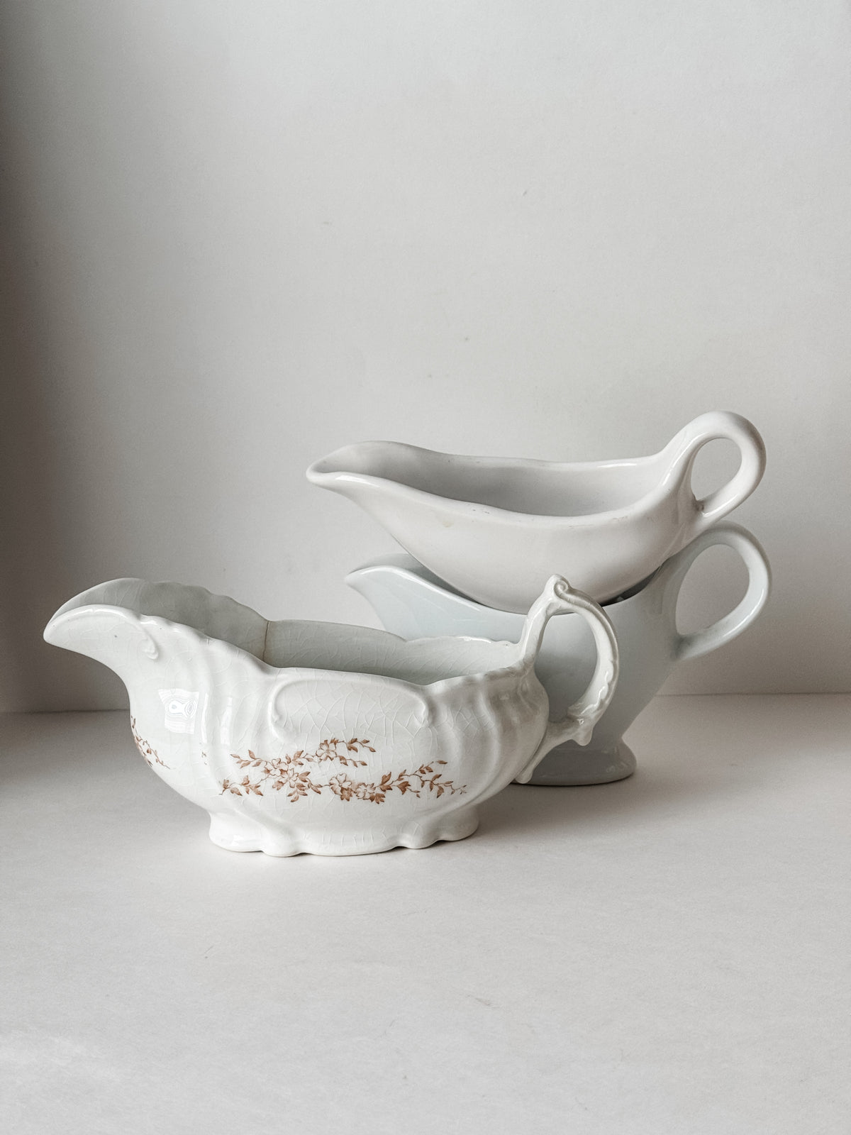 Instant Collection Of Three Vintage Gravy Boats