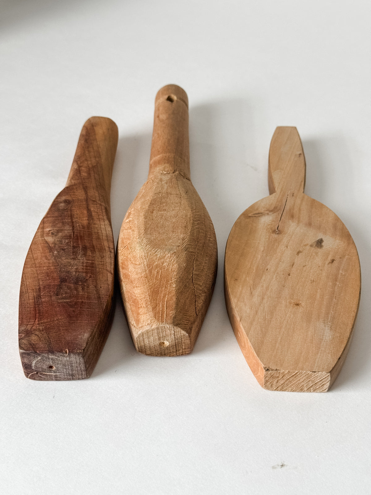 Instant Collection Of Three Primitive Vintage Carved Wood Molds