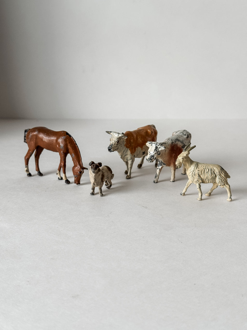 Antique English Lead Farm Animals Set Of Five Pieces