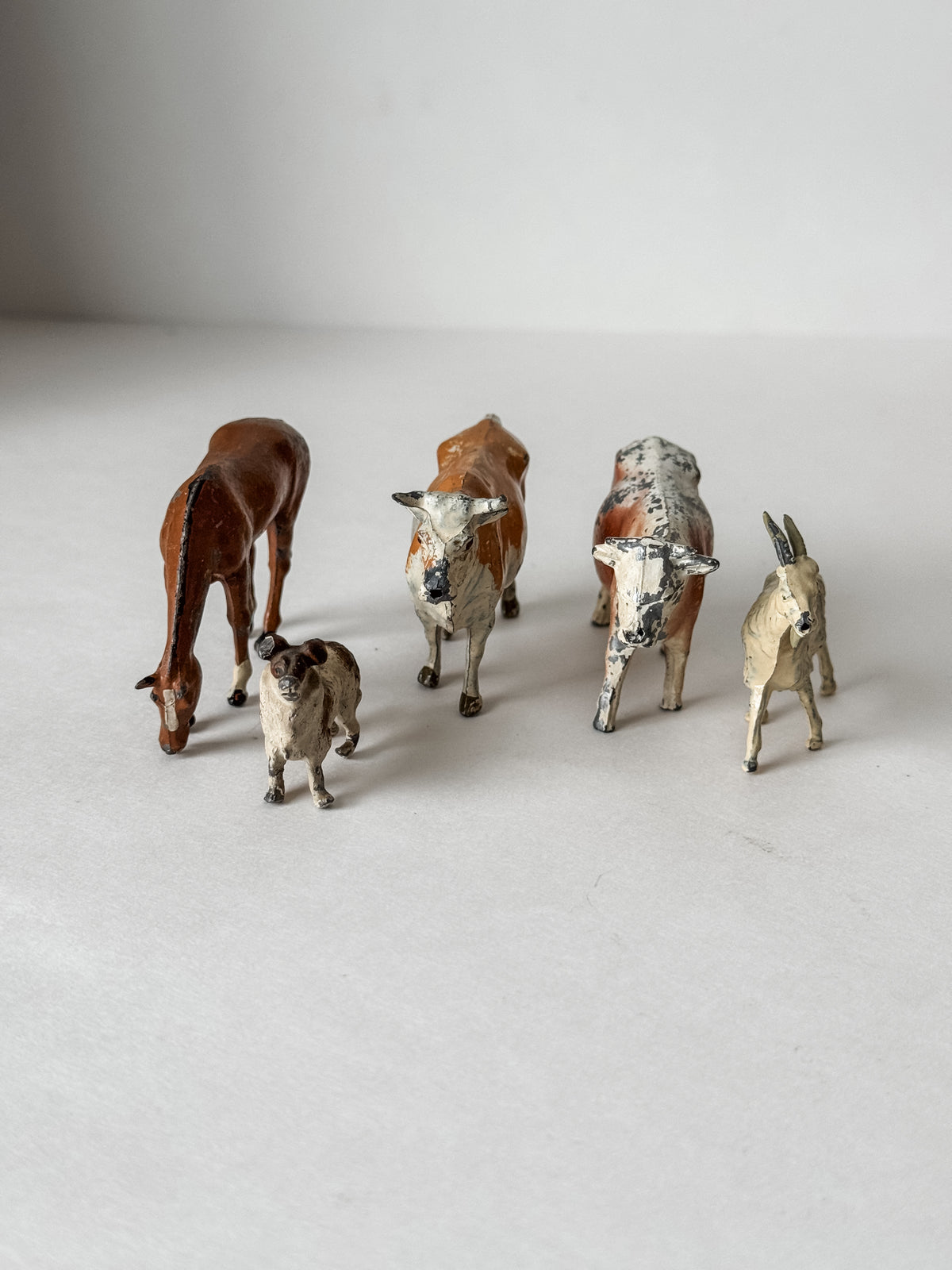 Antique English Lead Farm Animals Set Of Five Pieces