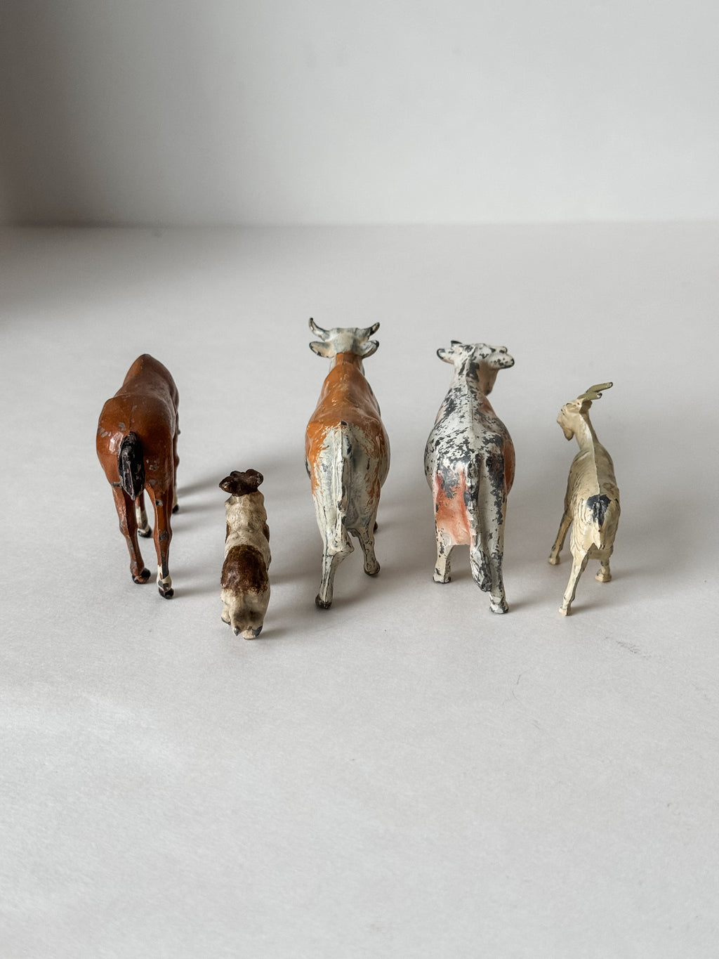 Antique English Lead Farm Animals Set Of Five Pieces