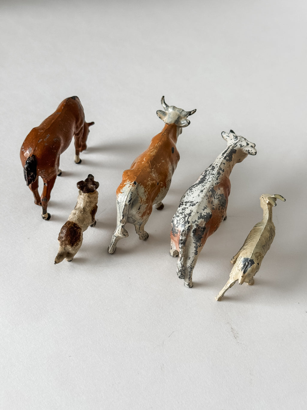 Antique English Lead Farm Animals Set Of Five Pieces