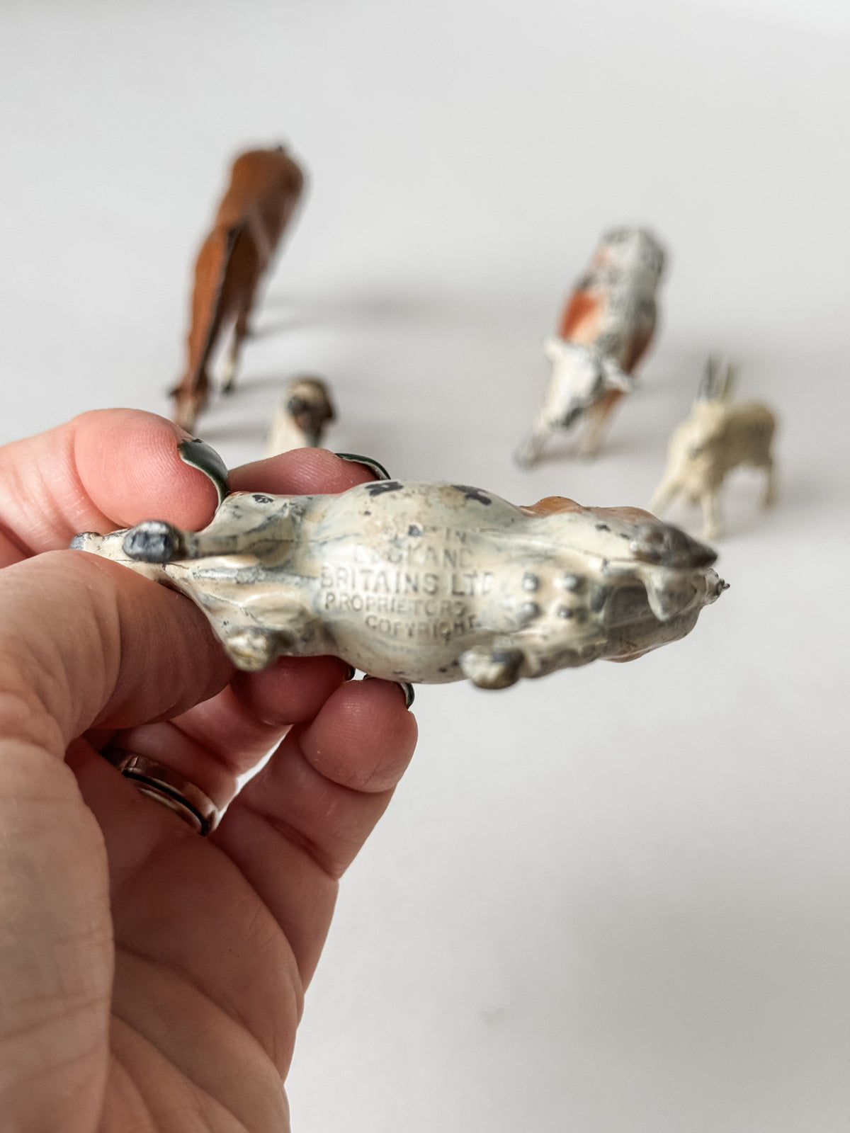 Antique English Lead Farm Animals Set Of Five Pieces