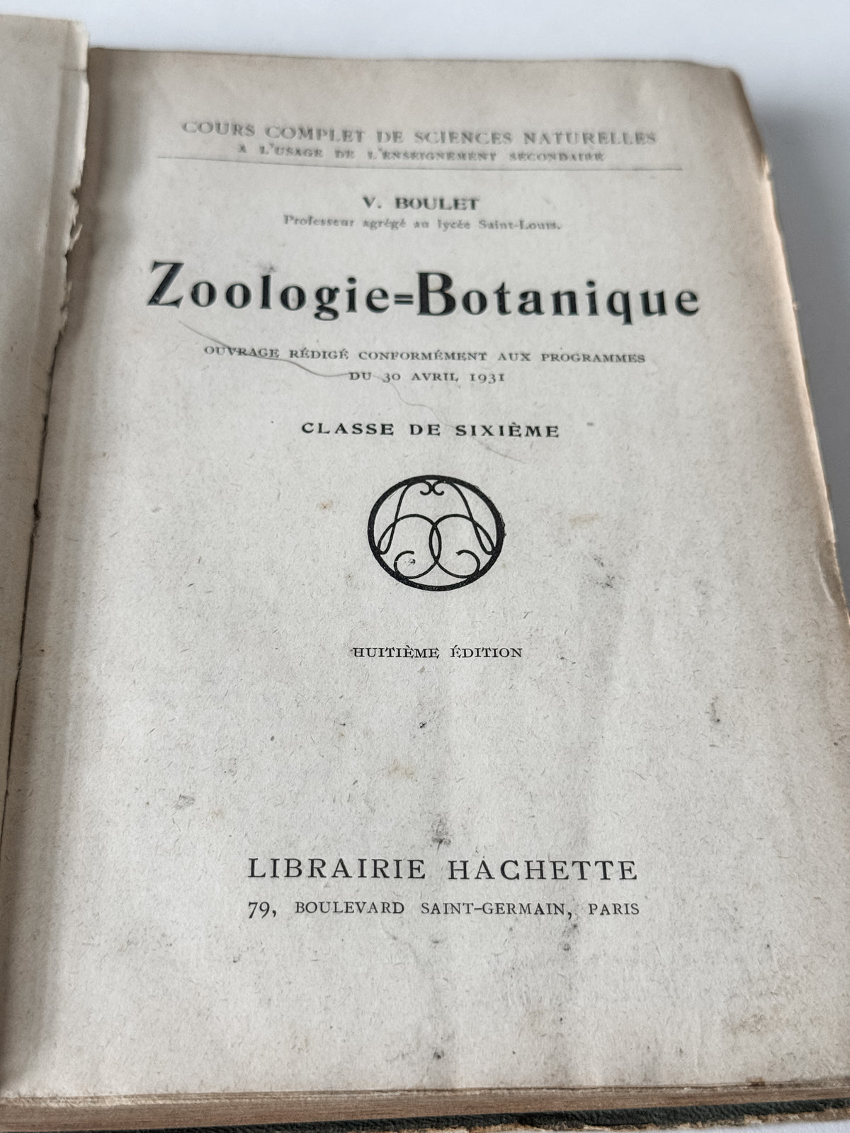 1931 Hardcover Parisian Zoology And Botany Book