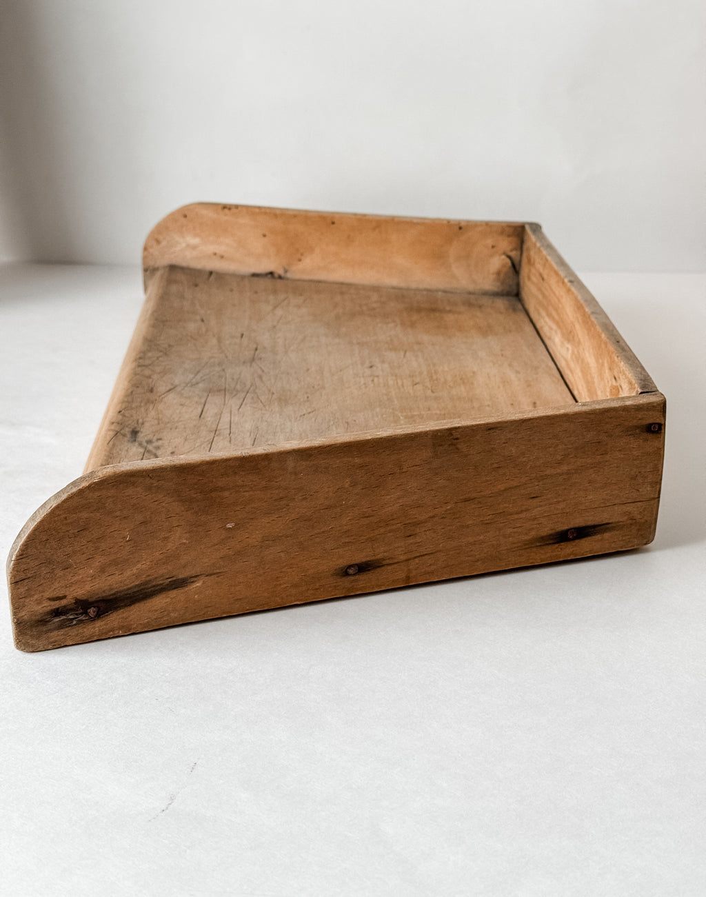 Antique French Wood Herb Chopping Board With Old French Mezzaluna