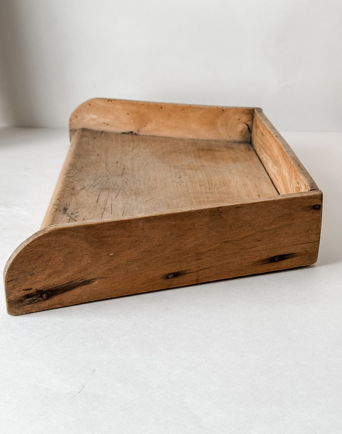 Antique French Wood Herb Chopping Board With Old French Mezzaluna