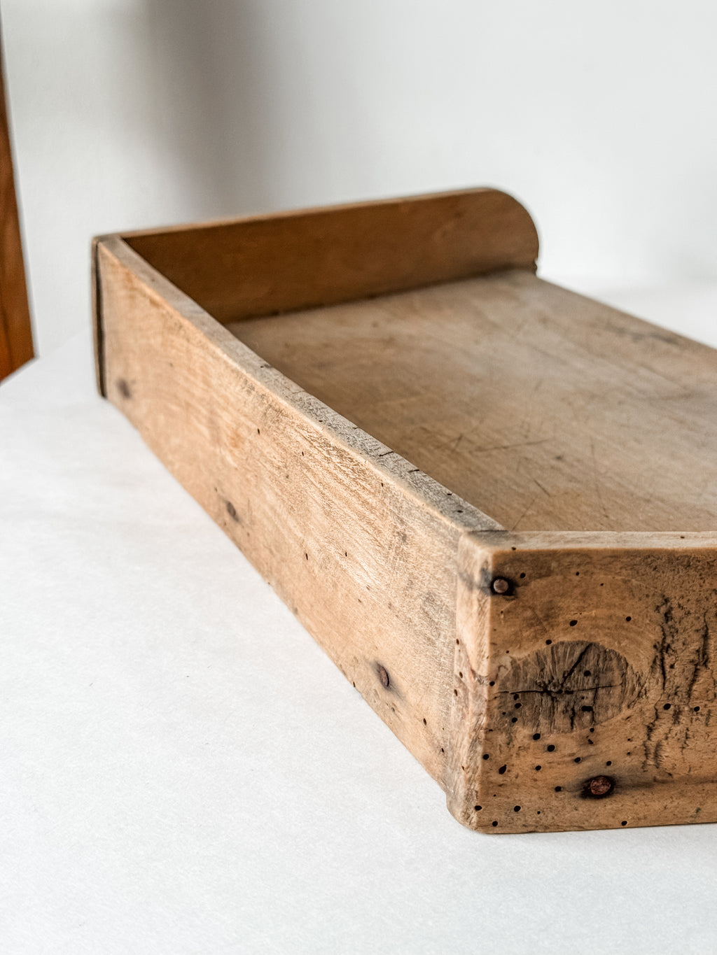 Antique French Wood Herb Chopping Board With Old French Mezzaluna